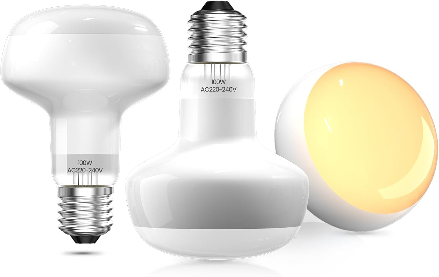 Bonlux Intense Heat Lamp Bulbs 100W, Dimmable UVA Basking Bulb E27 Daylight Reptile Heat Lamp Light Bulb for Lizards Tortoise Snakes Bearded Dragon Aquarium Amphibian (3-Pack) image number 1