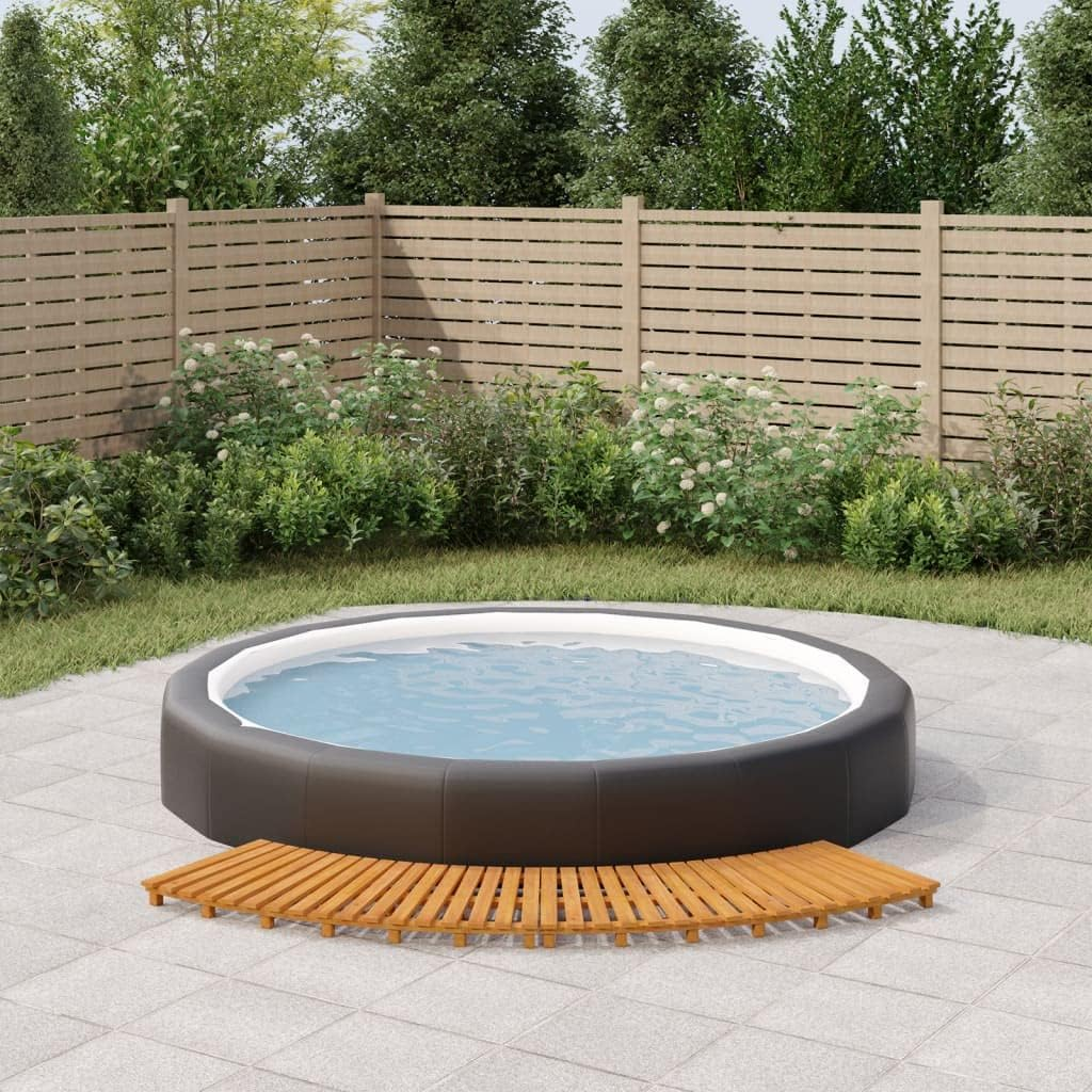 Vidaxl Durable Spa Steps - Made of Solid Acacia Wood, Handy Accessory for Spas and Pools, 2 Pcs Included, Offers a Simple and Timeless Slatted Design, Brown image number 3