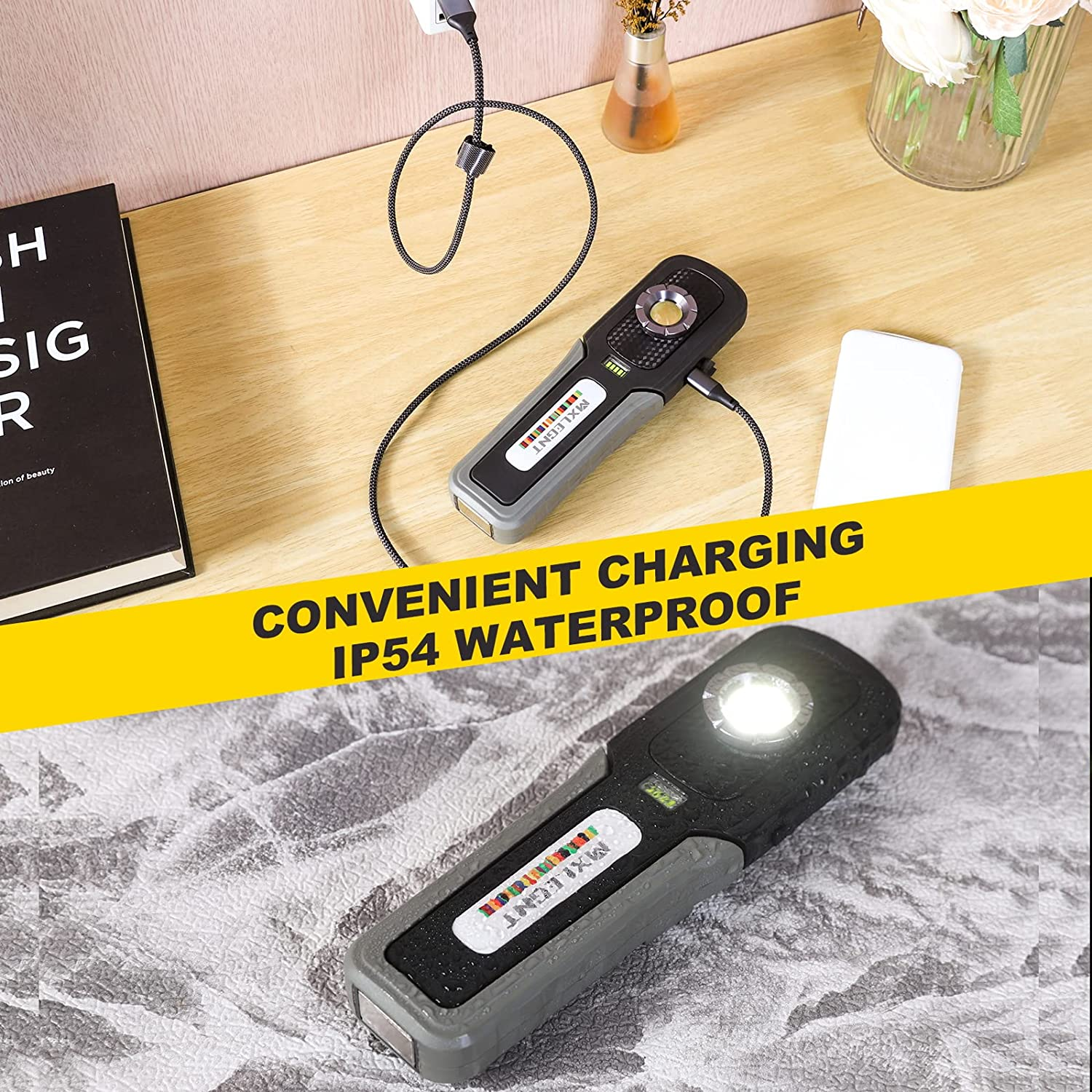 Detailing Light Paint Inspection Lamp: MXLEGNT Rechargeable Led Color Match Lights with Magnet - Swirl Finder - Car Mechanic | 2700K 4500K 6500K | 93+ CRI | 500LM