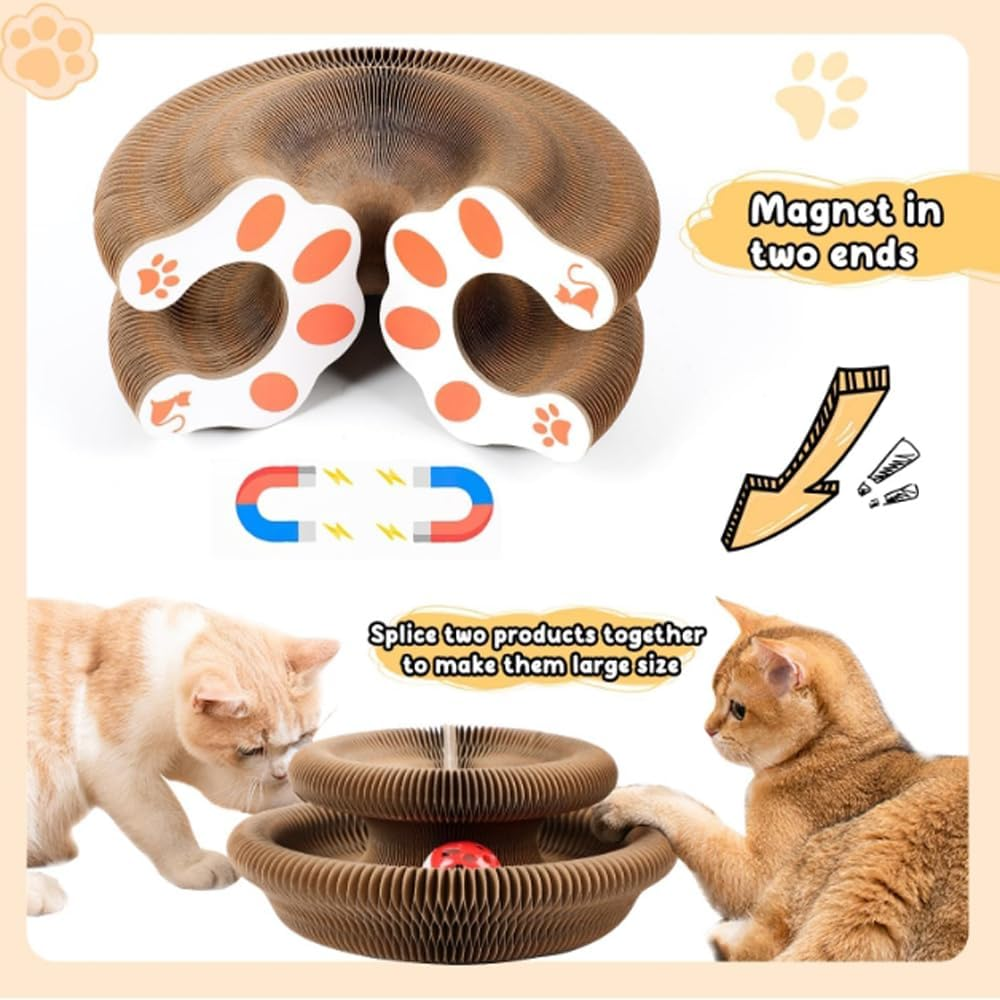 Kitty Kurlz,Cat Toy, Accordion Cat Scratcher, Cardboard Accordion Cat Toy, Foldable Cat Accordion Toy, Magic Organ Cat Scratching Board, Interactive Scratch Pad with a Ball, image number 1