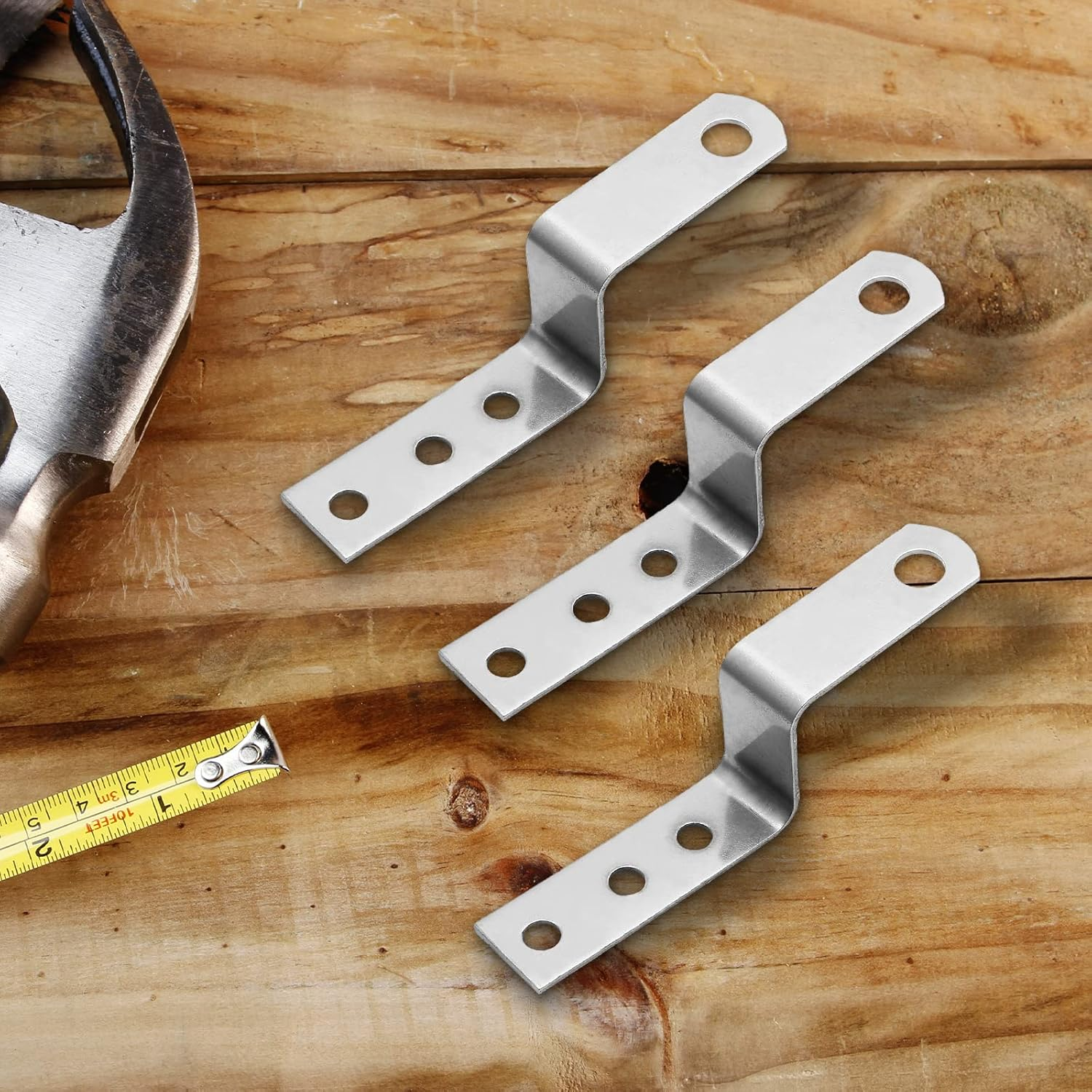 Bivethoi 15Pcs Metal Z Angle Brackets 1 Inch / 25Mm, Corner Mounting Shelf Brace with Screws, Furniture Fastener Photo Frame Brace Accessories image number 2