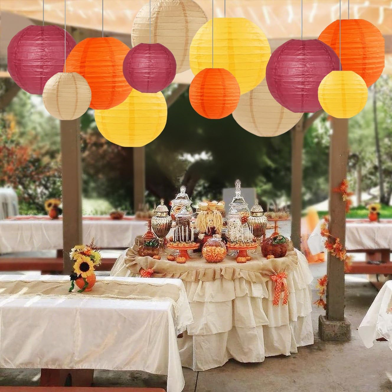 Capesaro Burgundy Maroon Wine Paper Lanterns Decorative 12 Pieces Party Hanging Decorations for Rustic Autumn Party Bridal Shower Wedding Baby Shower Graduation Anniversary Room Decoration