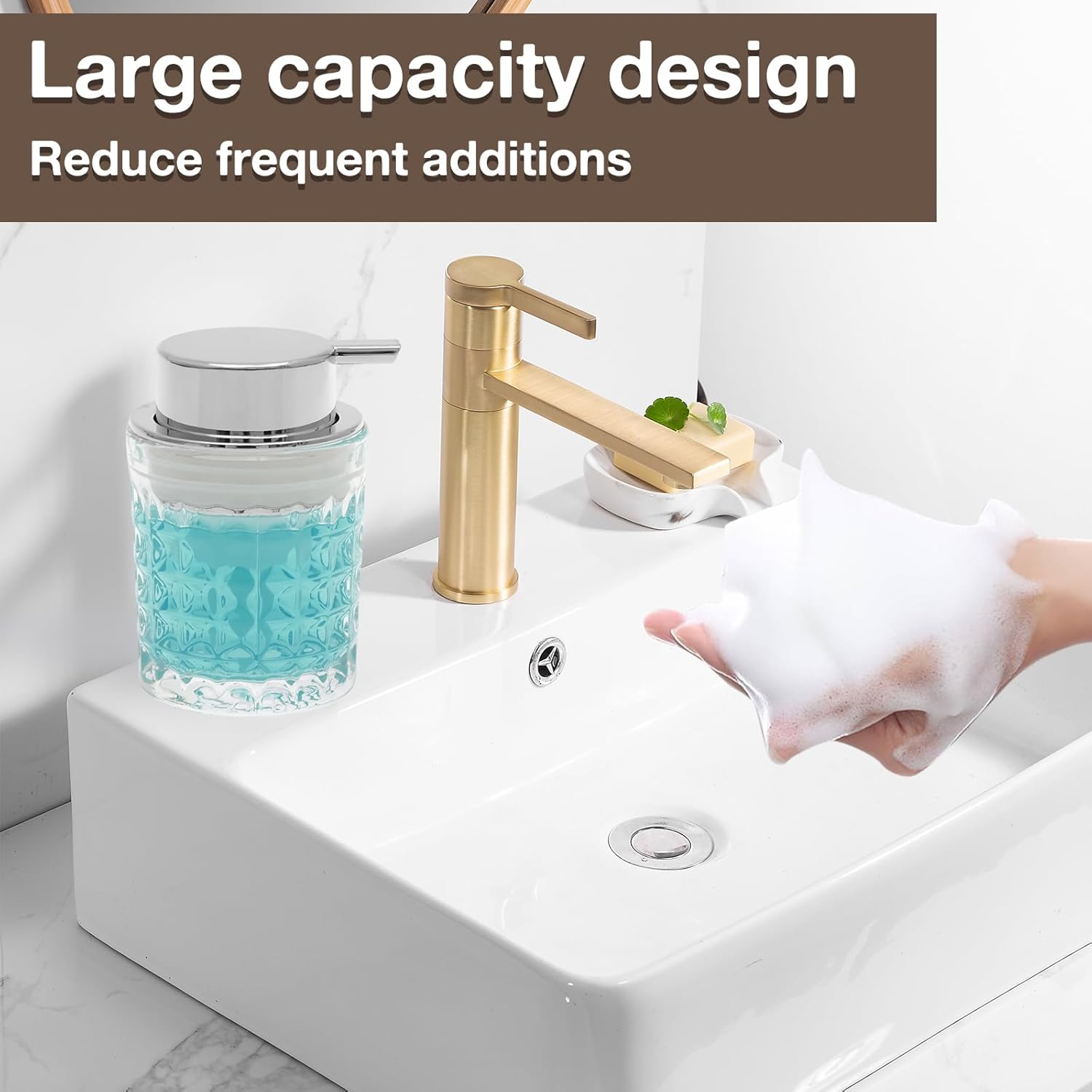 DJAPWPX Foaming Soap Dispenser with Metal Pump 200Ml Refillable Foaming Hand Soap Dispenser with Wide Opening for Kitchen Bathroom Washroom (1) image number 4