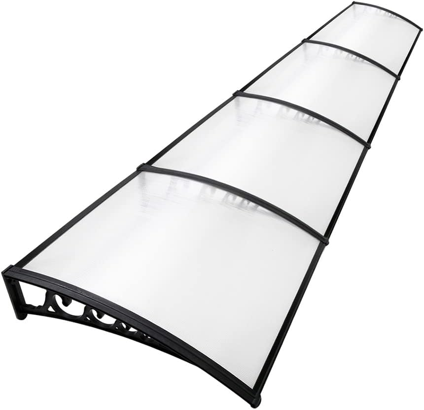 Instahut Window Awning Brown PC Panel with Black Bracket Outdoor Door Canopy Sun Shade Shelter, Patio Terrace Garden Baconly Porch Shield Rain Snow Eaves Cover Protector, 1Mx1.2M DIY