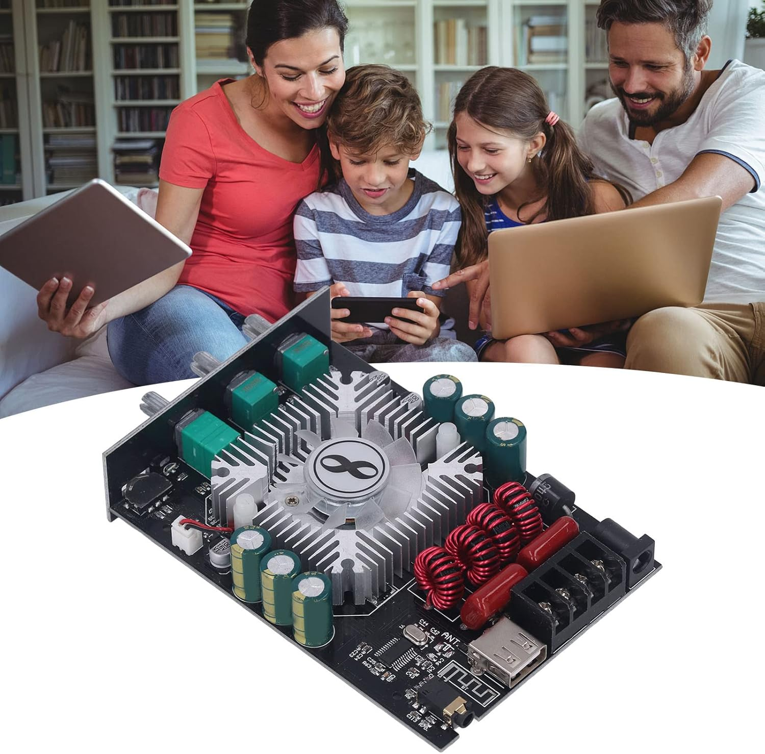 Mini Stereo Audio Preamplifier,Amplifier Board 3.5Mm AUX 3 PIN Input Treble Bass Control Clear Sound Aluminum BT Digital Amplifier Board, for DIY Home Theater Hifi System image number 3