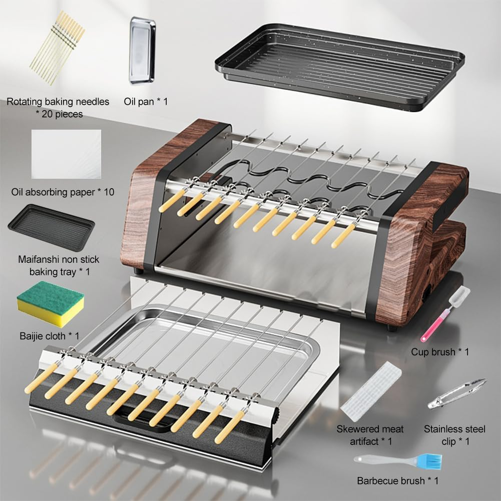 Indoor Smokeless Grill, 1800W Commercial Automatic Electric Grill Barbecue Oven Grills with Non-Stick Baking Pan Suitable BBQ Equipment for Indoor and Outdoor Camping image number 4