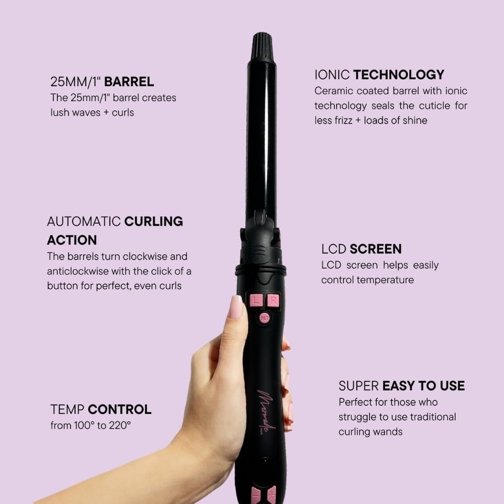 Mermade Hair Spin Automatic Curler, 25 Mm Size, Black - Black image number 4