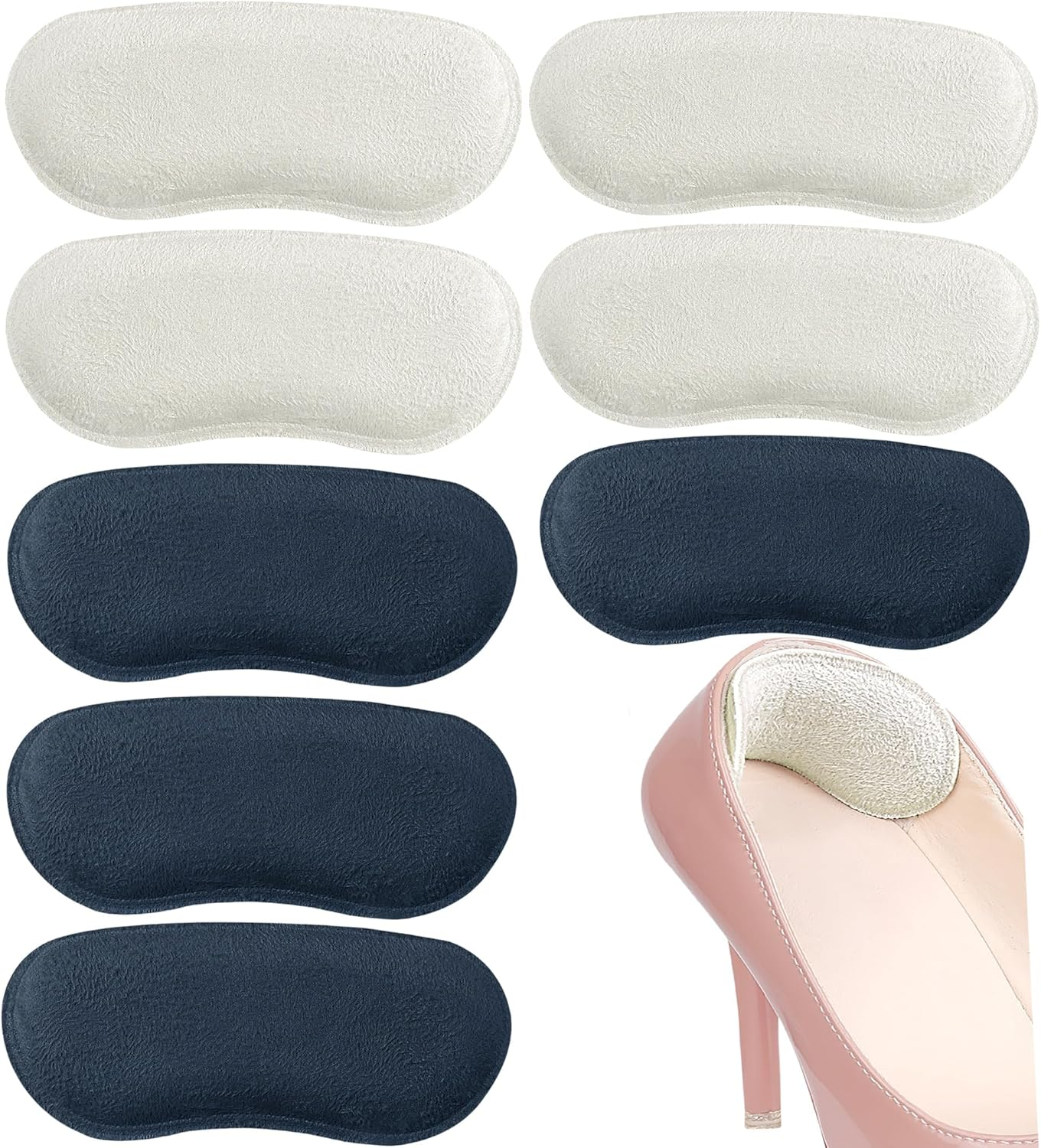 YBVABE Heel Grips Liner Cushions Inserts for Shoes Too Big - 8 Pieces Large Heel Pads Snugs for Sports Shoes Too Big, Improved Fit and Comfort Filler for Men & Women, Stop Heel Slip and Blister