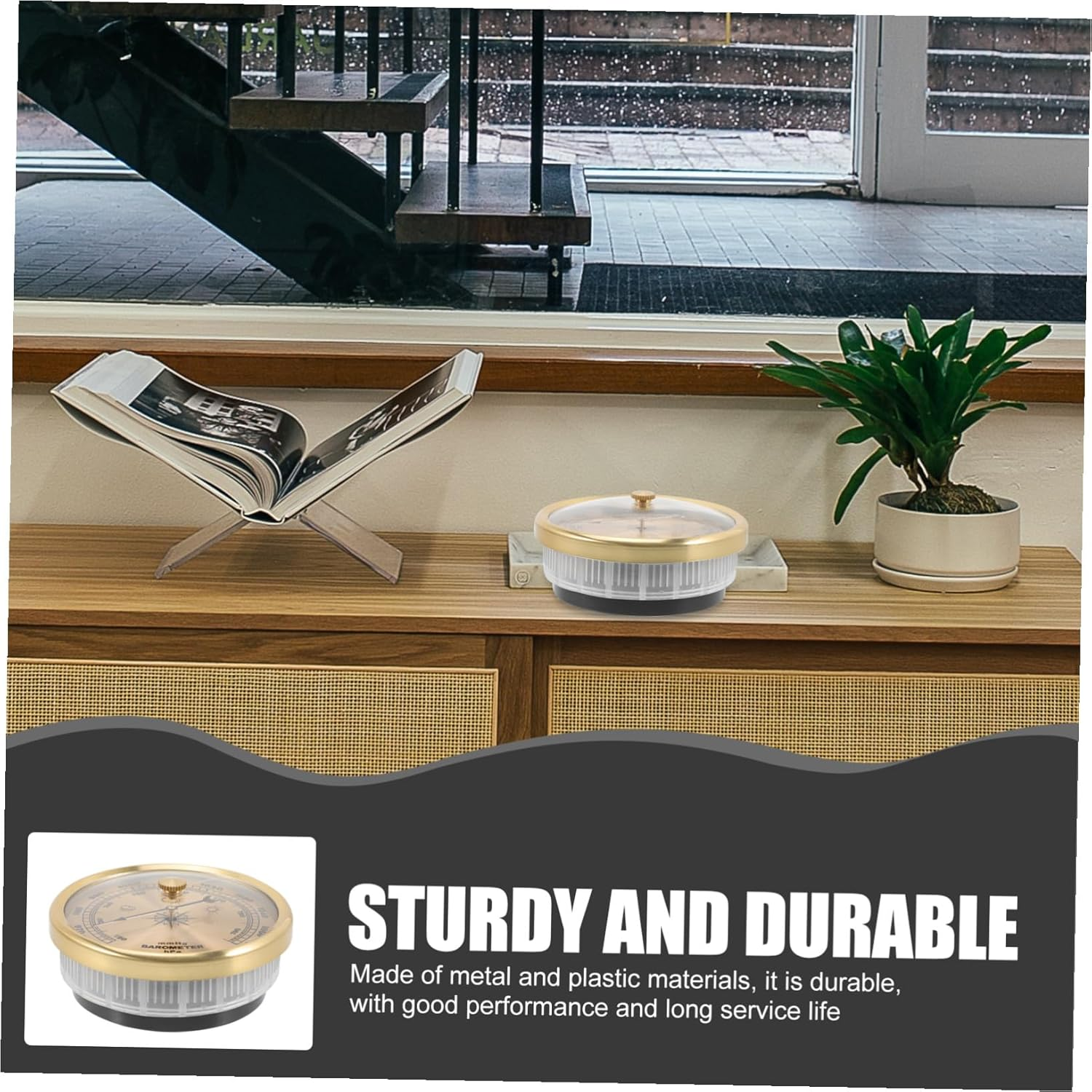 UKCOCO Multifunctional Dial Aneroid Barometer and Indoor Thermometer for Home Use Adjustable Calibration Weather Station Hygrometer Hanging Design image number 4