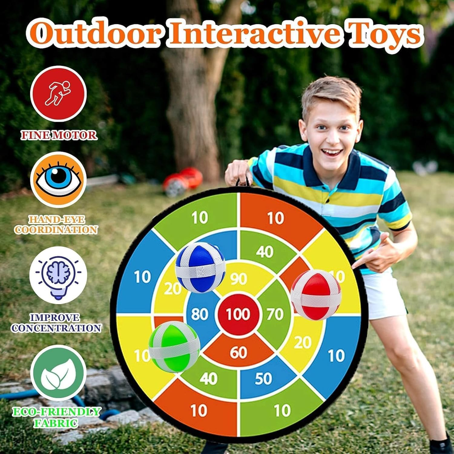 Dart Board with Balls for Kids 3-5： 29" Large Double-Sided Board Games Toys for Kids Ages 4-6 8-12 - Indoor Outdoor Activities Party Games - Birthday Gifts for 3 4 5 6 7 8 9 11 12 Year Old Boys Girls