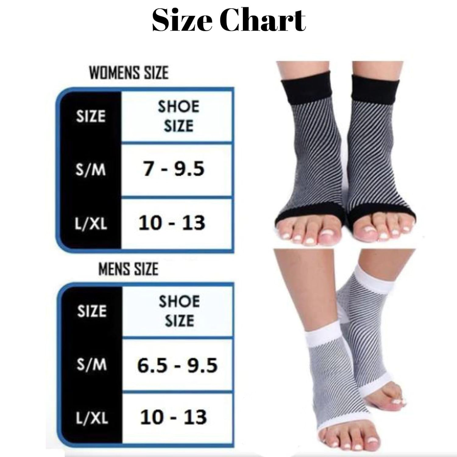 SUPEAK Ankle Compression Socks Foot Sleeves - Plantar Fasciitis Socks for Heal and Arch Support - Ankle Brace Support for Men & Women (1 Pair) (Black, S/M)