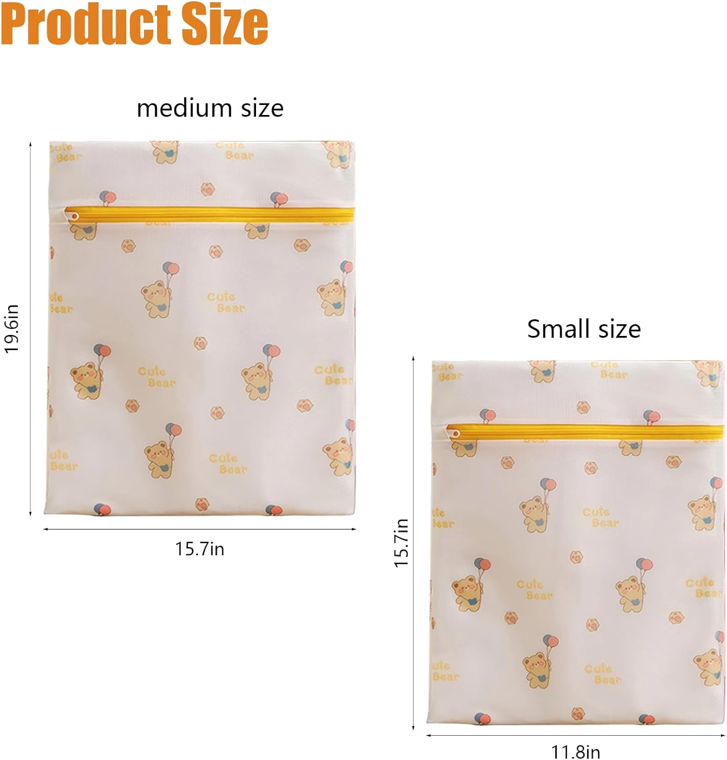 Viiotu 4 Sets Mesh Laundry Bag for Washing Machine,Large Small Travel Laundry Bag with Cute Bear for Delicates,Hosiery,Stocking,Underwear (Balloon Bear) image number 5