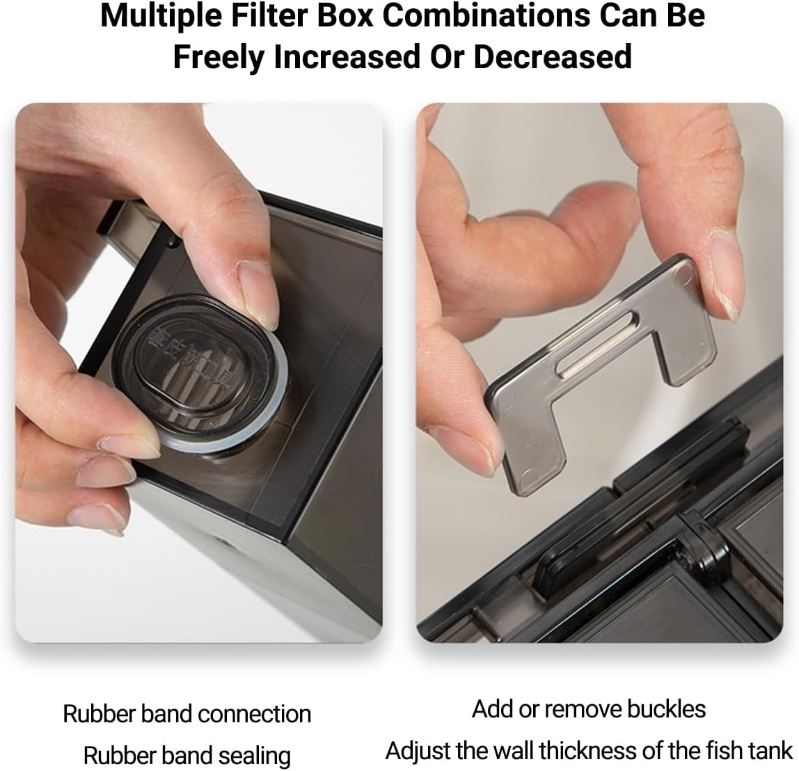 2 PCS Adjustable Fish Tank Filter Box with Built-In Mute Circulation, Oxygen-Increasing Three-In-One Purifier for Turtle Tanks, Aquarium Wall-Mounted Water Cleaner, Suitable for 12Mm Thick Walls image number 6