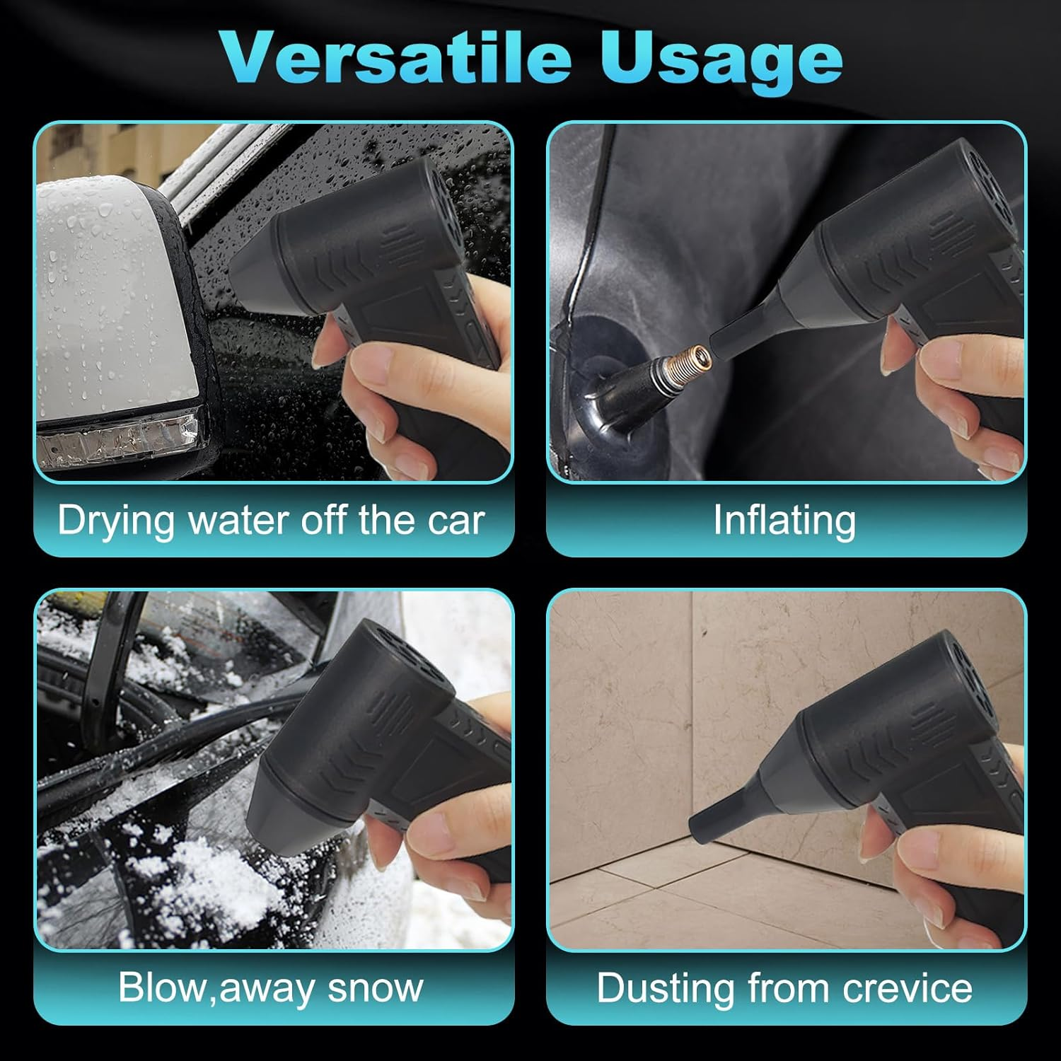 Oolong Compressed Air Duster,130000Rpm Handheld Air Blower,3 Gear Electric Portable Mini Air Blower with LED Light, Rechargeable Reusable Compact Air Duster for Keyboard Cleaner,Pc,Car,Home,Outdoor image number 4