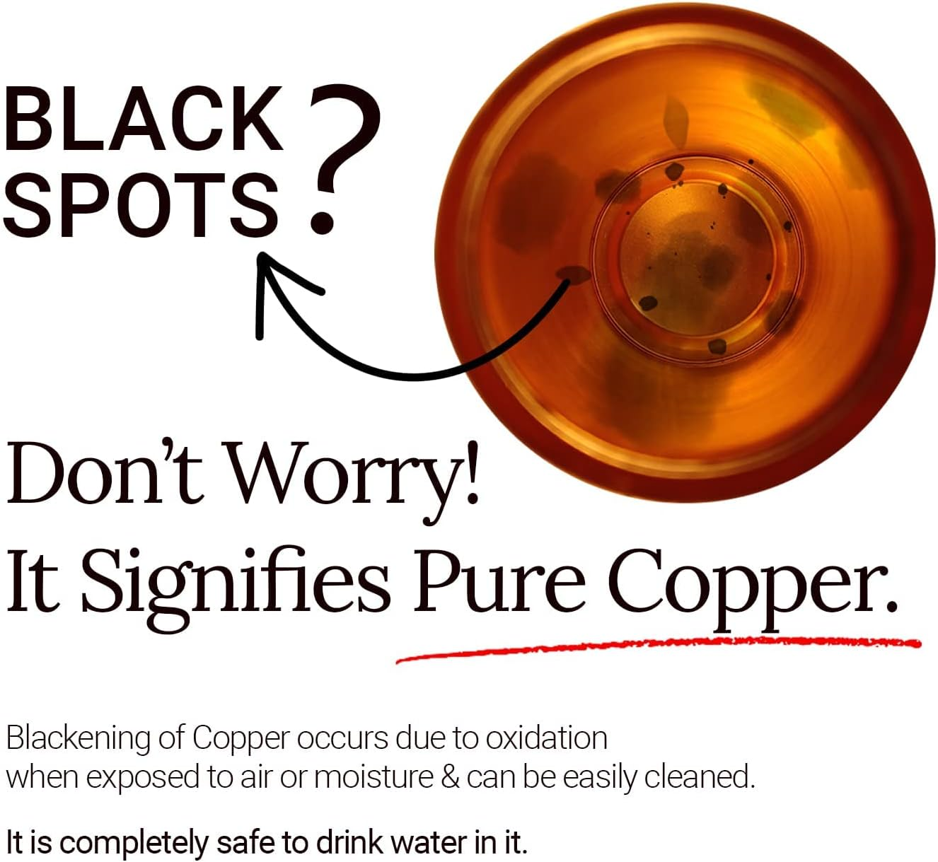 Cop29 Dual Hammered + Hand Engraved Premium Design Pure Copper Mira Glossy Water Bottle with Handle : an Ayurvedic Copper Vessel - 900Ml/30Oz image number 6