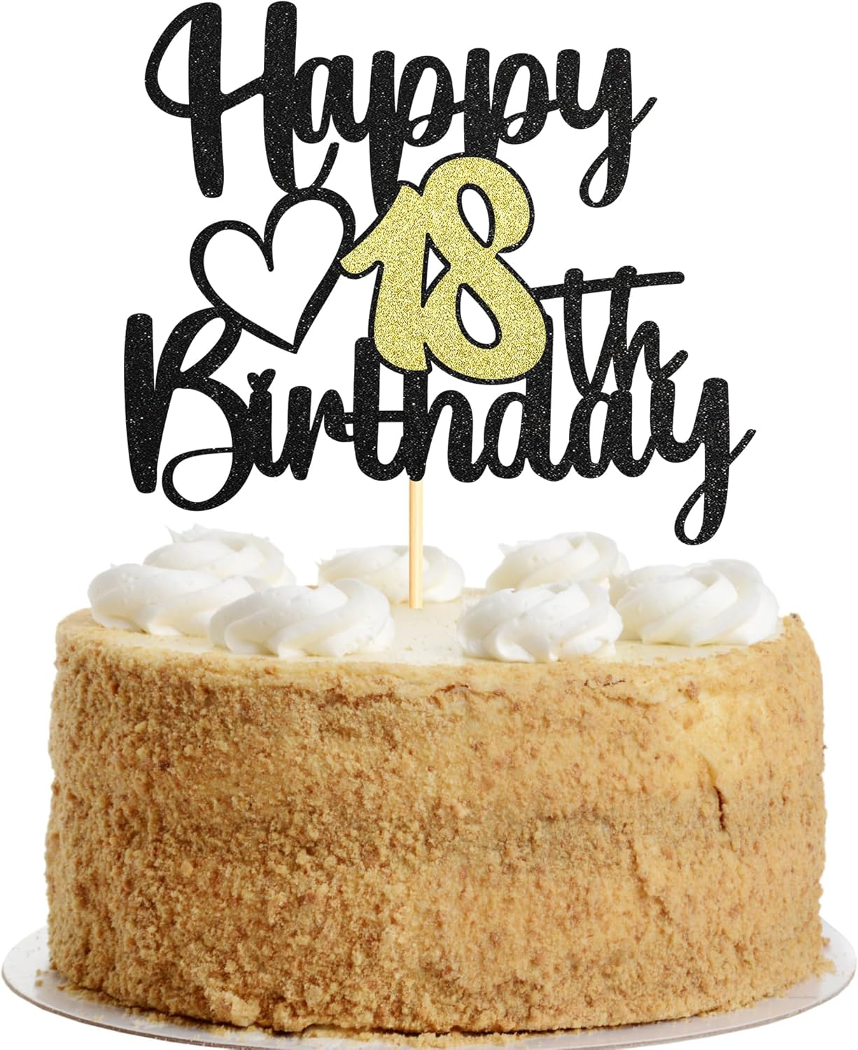 Sumerk 1 PC Happy 18Th Birthday Cake Topper Gold Happy Birthday Cake Decorations for Women Men 18Th Birthday Cake Toppers Cake Decoration for Birthday Anniversary Party
