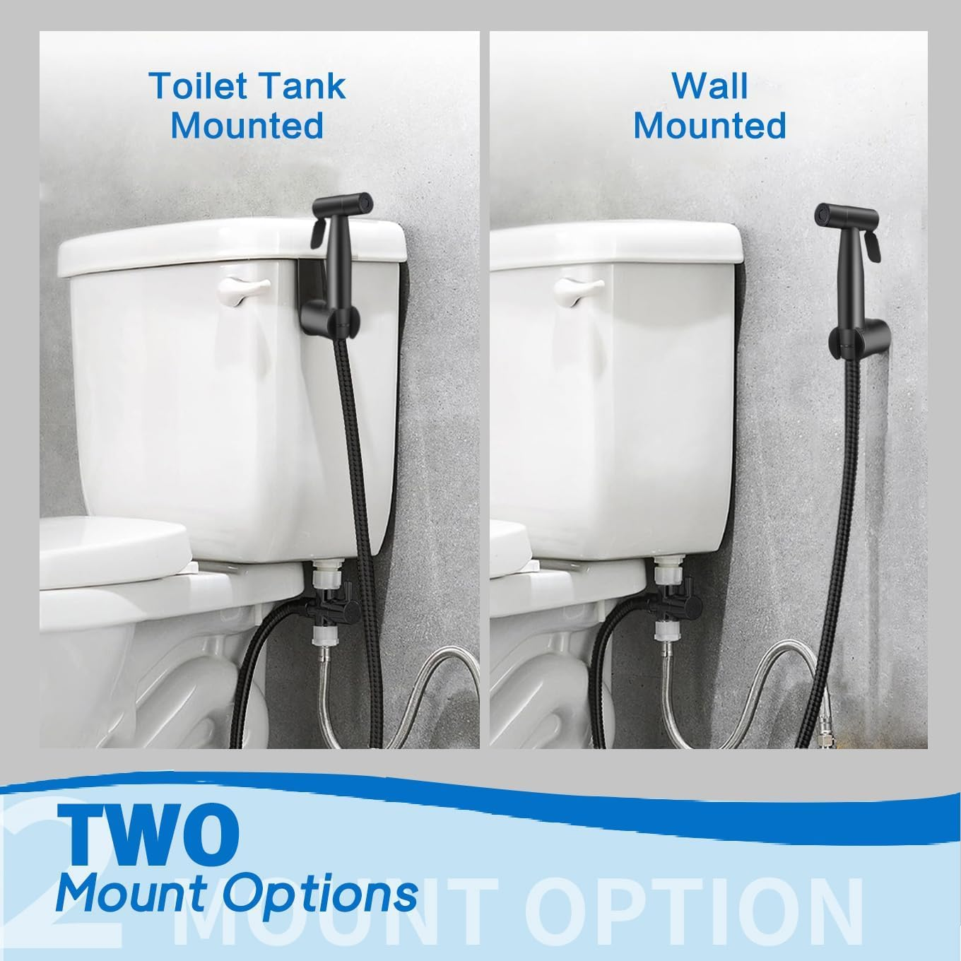 Handheld Bidet Sprayer for Toilet, Spray Attachment with Hose for Feminine Wash, Baby Cloth Diaper Washer, Stainless Steel Cleaner and Shower Sprayer for Pet, Bathroom or Toilet Black image number 1