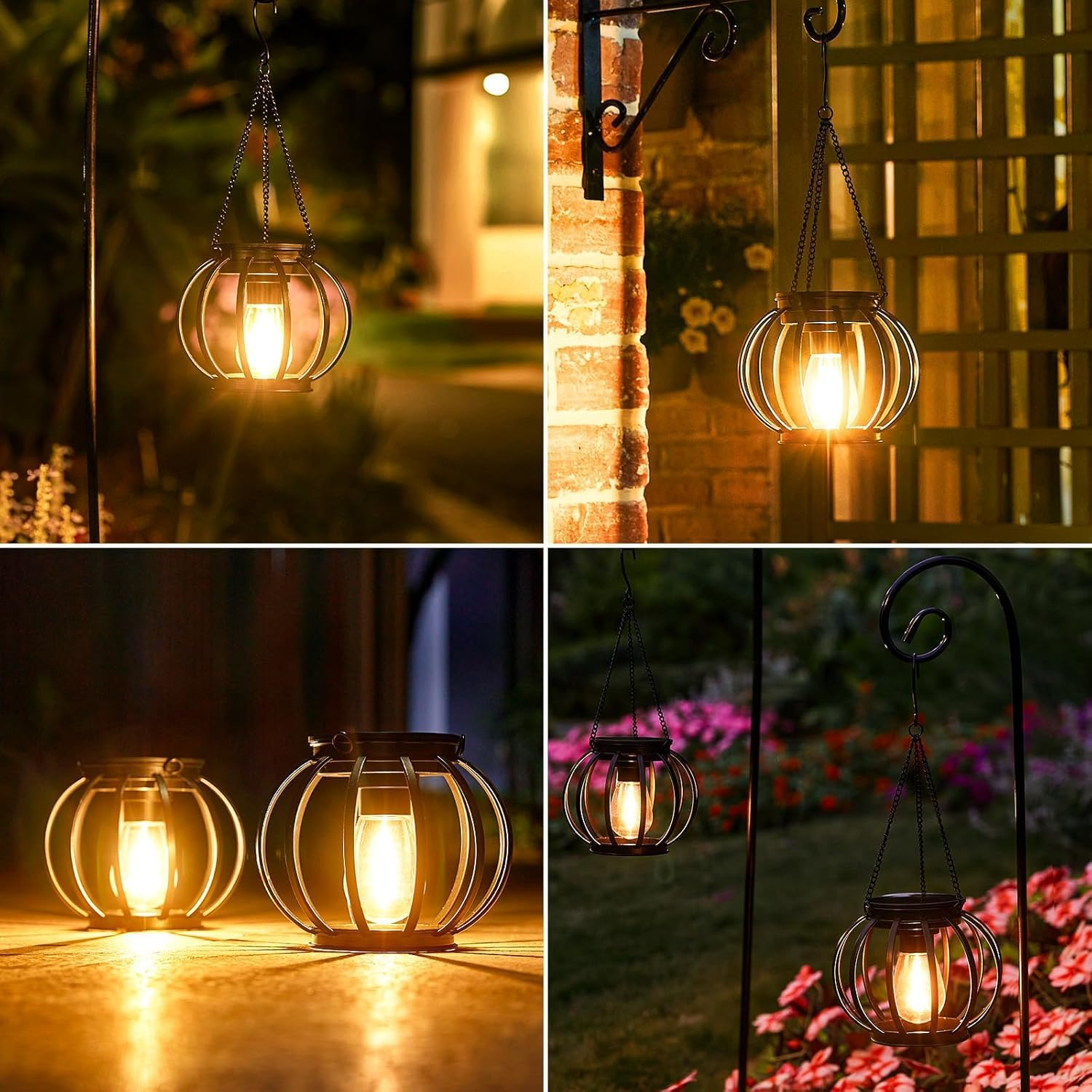 2Pack Solar Lanterns Outdoor, Upgraded Solar Lights for outside Decorative Outdoor Hanging Lights Waterproof Auto On/Off Solar Lantern Lighting for Yard Patio Pathway Tree Garden Decor image number 1