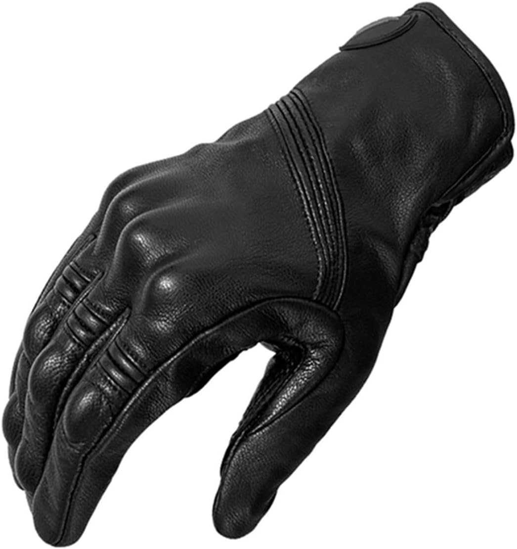 KANGYEBAIHUODIAN Motorcycle Gloves Mens Motocross Cycling Long Warm Retro Leather Full Finger for Racing Spring Classic Touch Screen Cool (Color : Non Perforated, Size : M) image number 3