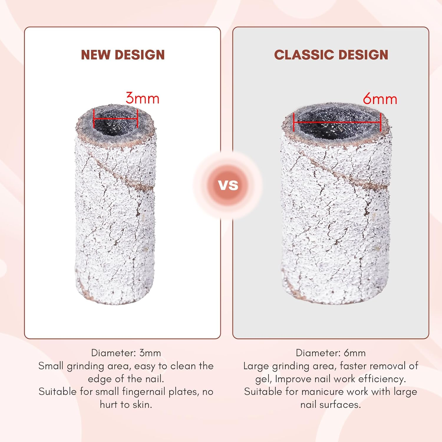 Makartt Sanding Bands for Nail Drill:50 Pcs Small Nail Sanding Files with 2025 Upgrade Design 3.1Mm Mandrel Bits,180 Medium Grits (White, #180)