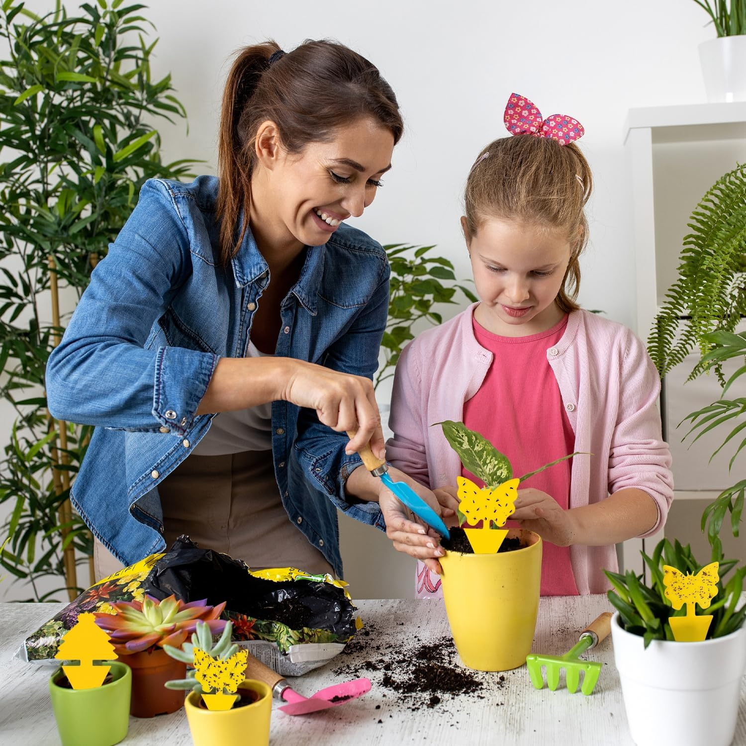 60 PCS Sticky Traps, Gnats Fruit Fly Traps, Butterfly & Christmas Tree Dual-Sided Sticky Insect Catcher for Fungus Gnats Whiteflies Mosquitos Aphids Leafminers Flying Insects, Indoor and Outdoor Use image number 2