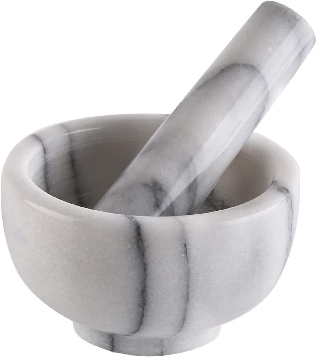 Greenco Marble Mortar and Pestle, 4.5", White/Gray image number 4