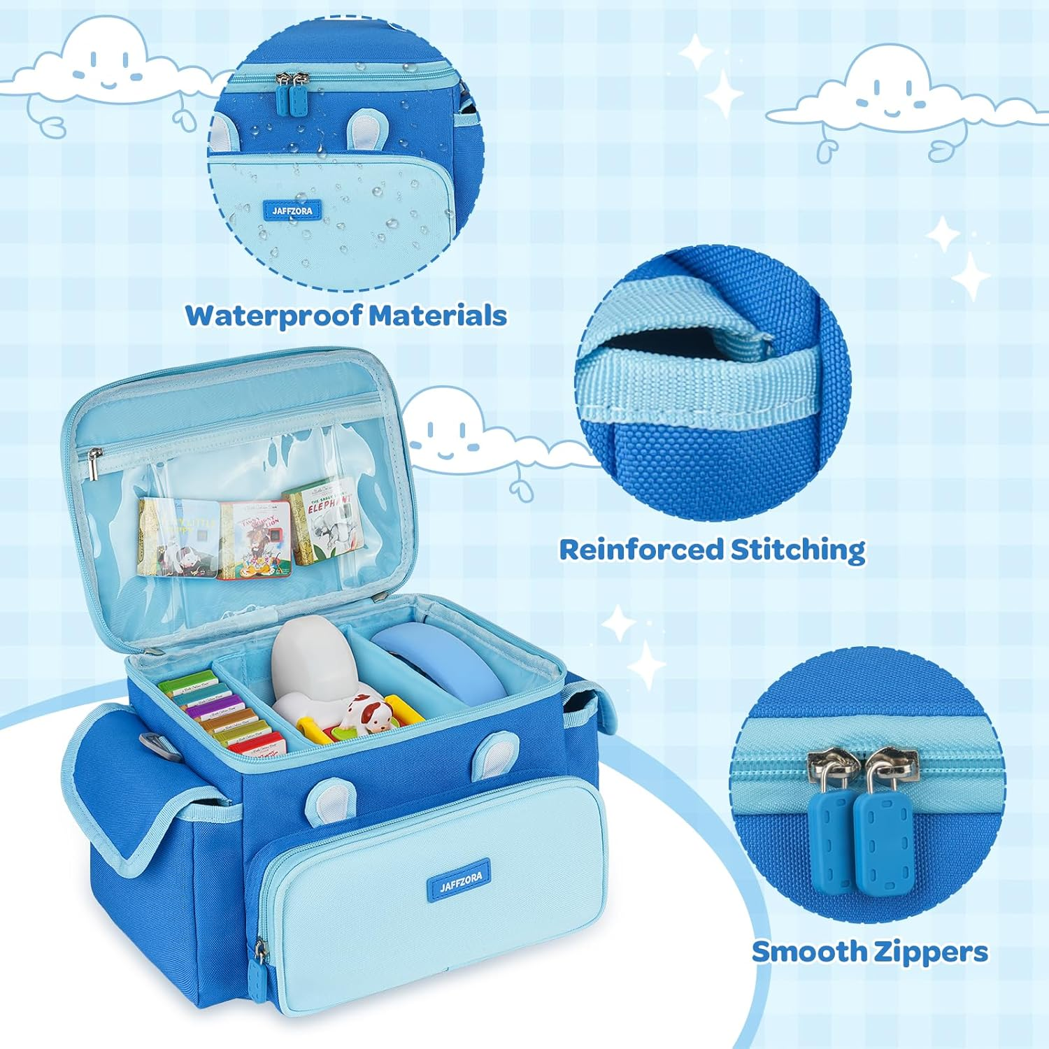 Carrying Case Fit for Little Tikes Story Dream Book Machine Starter Set, Cute Storage Bag Compatible with Toniebox, Storypod Audio Player and Accessories, Blue (Bag Only) image number 4