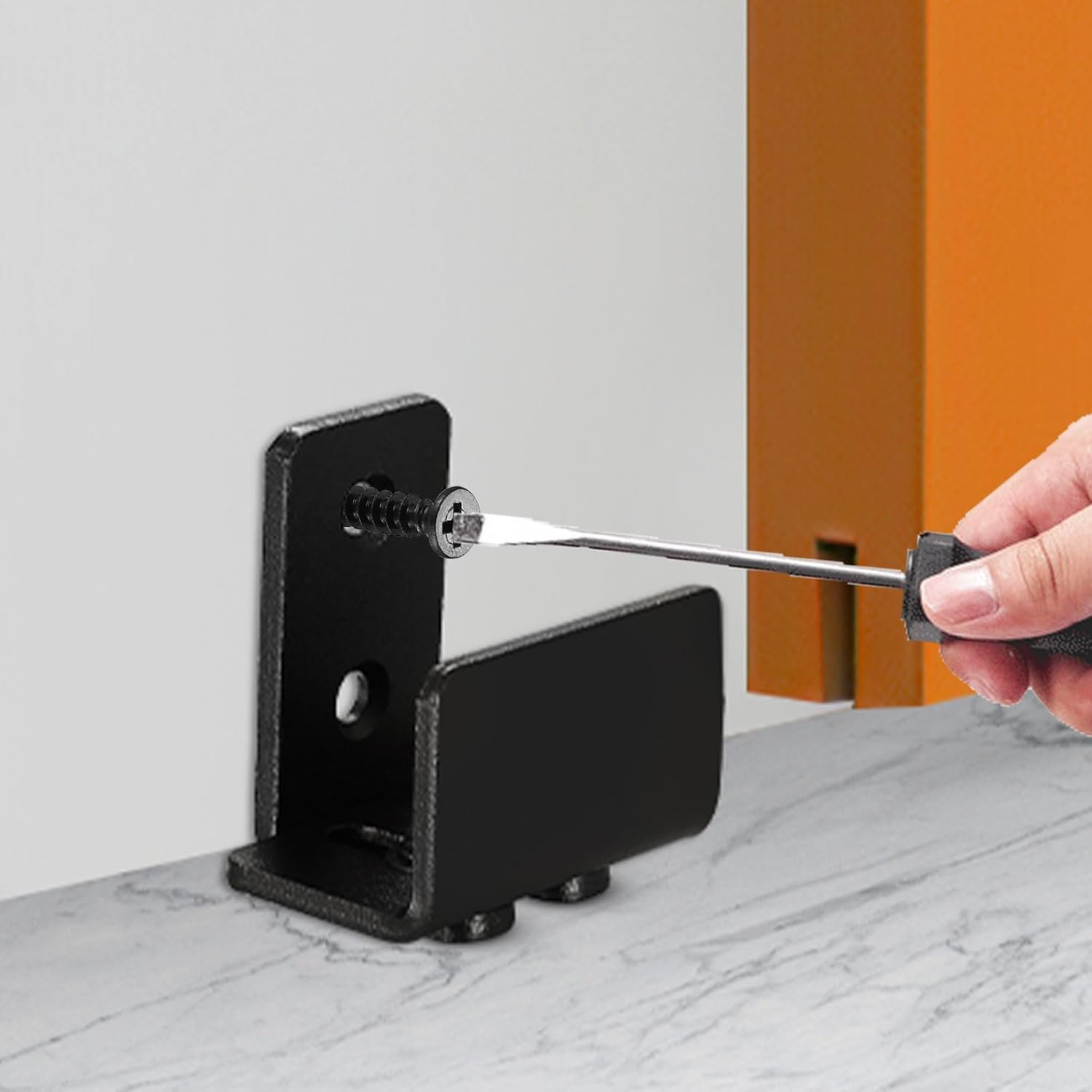 Sliding Barn Door Floor Guide - U Shape Adjustable Bottom Guide for Smooth Sliding, Flush/Flat Wall Mount Design, Compatible with Barn Doors & Cabinets image number 6