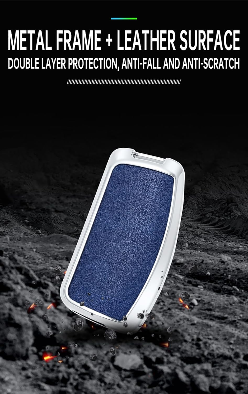 Ontto Alloy Car Key Fob Cover Fit for Ford Focus 2 MK2 Fiesta Mondeo Galaxy Falcon Territory Ecosport 3 Buttons Smart Leather Key Case Keyring Key Shell Holder Bag Keychian - Black image number 7