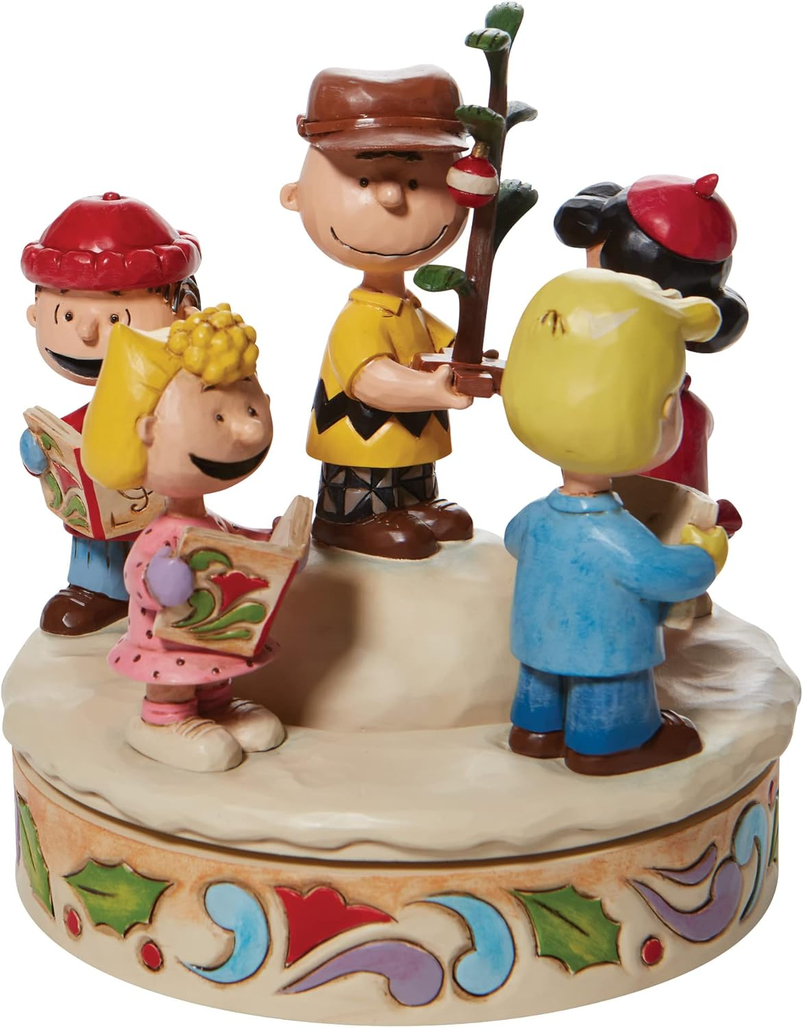 Enesco Peanuts by Jim Shore the Gang Caroling around the Christmas Tree Hand-Rotated Figurine, 6.5 Inch, Multicolor image number 3