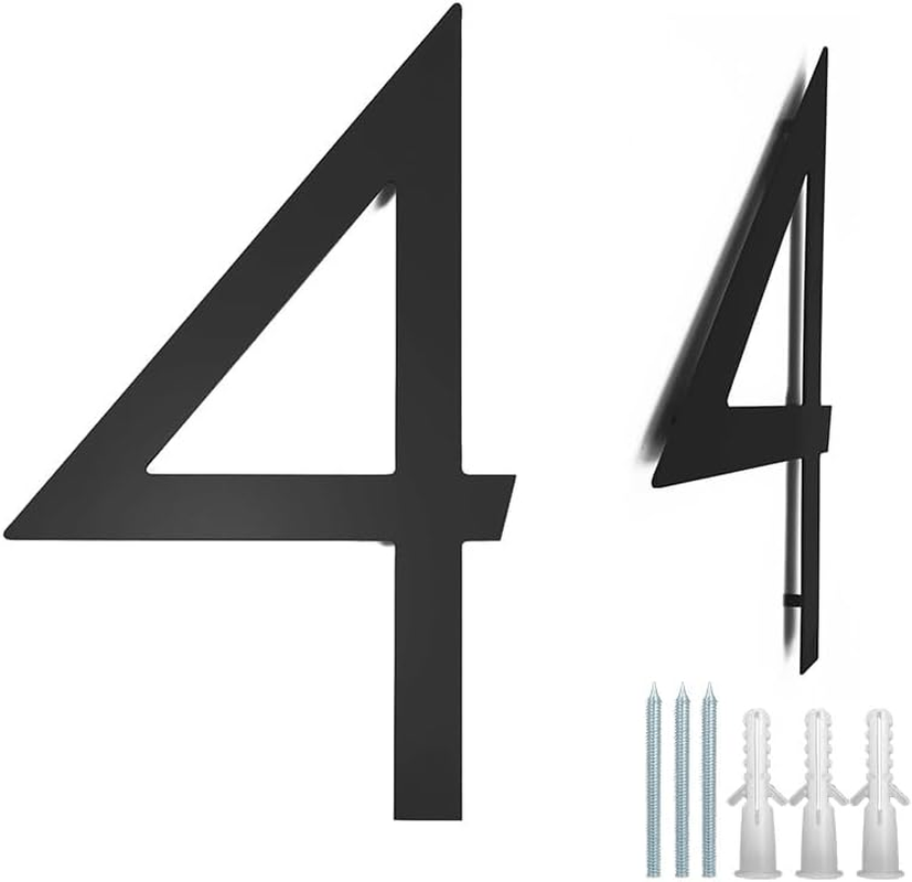 12" Large Stainless Steel Floating House Number, Metal Modern House Numbers, Mailbox Decor Number with Nail Kit for Outdoor Mailbox Yard Home Wall Doorgarage Gate,Coated Black (Black-4) - Black-0 image number 3