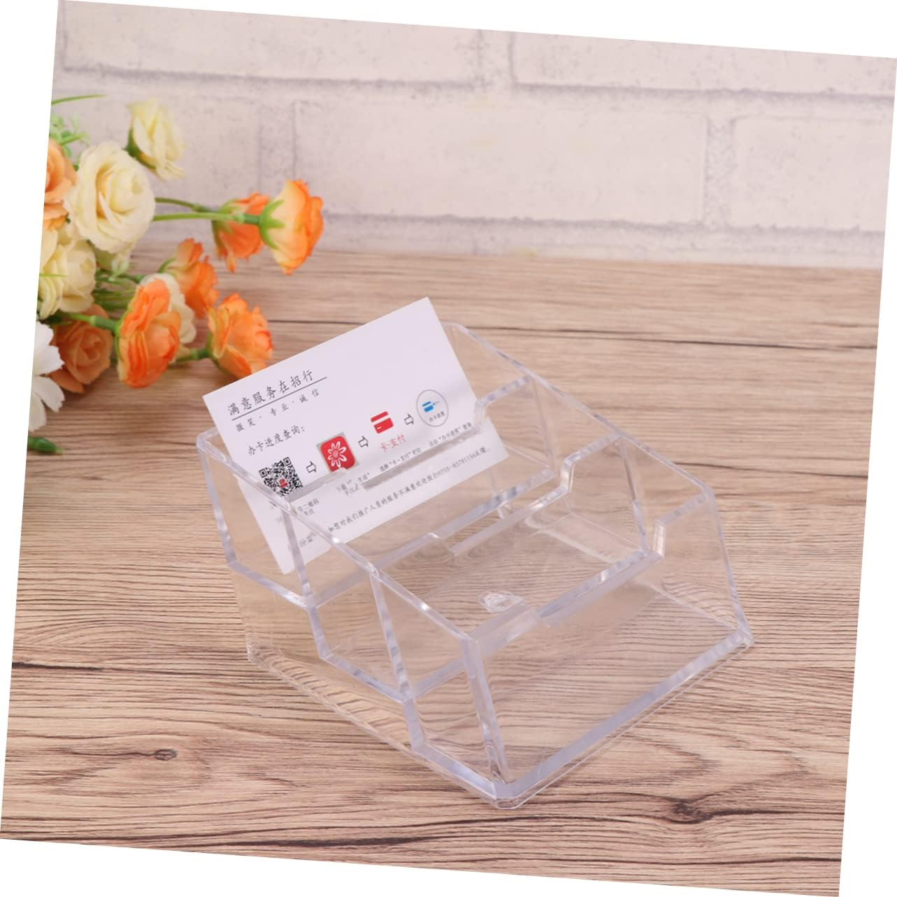 HOODANCOS Stationery Organizer Acrylic Business Case Slot Table Storage Box Office Supplies Card Holder Desk Accessory image number 6