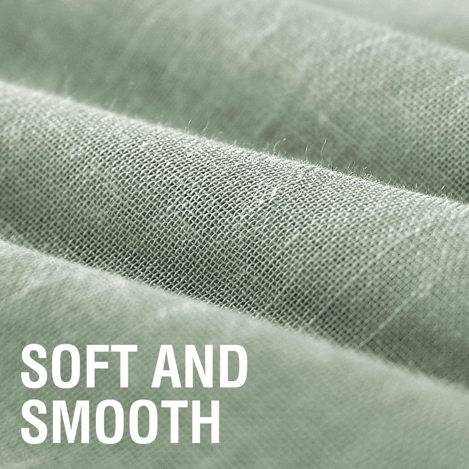 H.VERSAILTEX Linen Sheer Curtains for Living Room/Bedroom Linen Curtains Light Filtering Semi Sheer Curtains Provide Privacy Curtains & Drapes -2 Panels Set, Each W132Cm X D243Cm, Sage image number 2