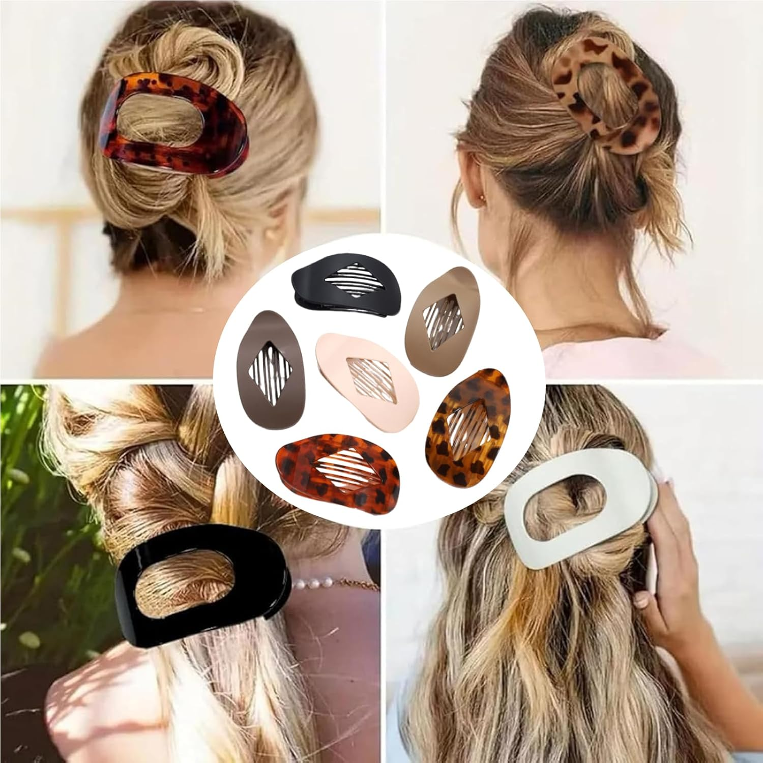 Pack of 6 Flat Hair Clips, Flat Hair Clips for Women, Ideal for Daily Wear and Party Hairstyles, Six Colours, Ideal Gift Choice image number 5