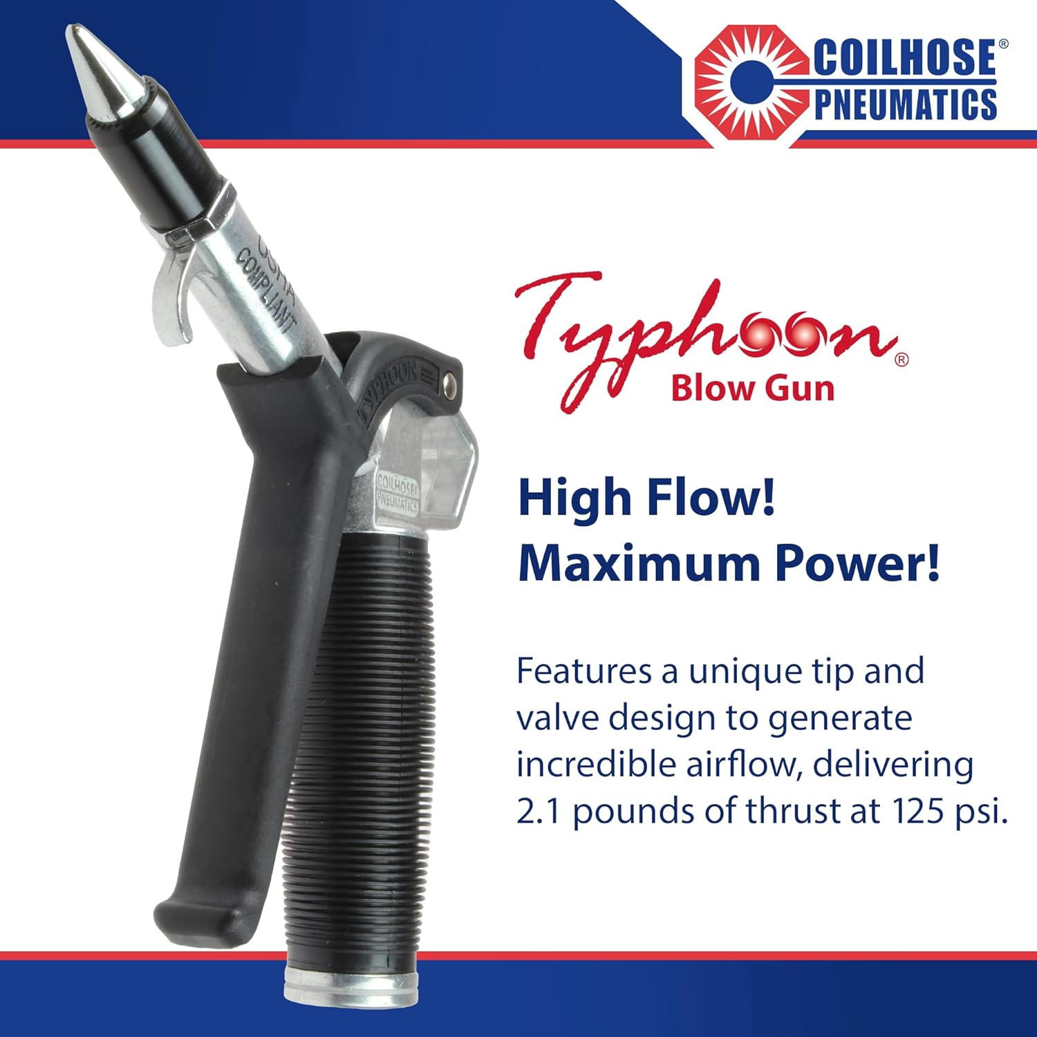 Coilhose Typhoon High Volume Blow Gun (1/4-Inch NPT with High Flow Tip (2 Pack)) image number 3