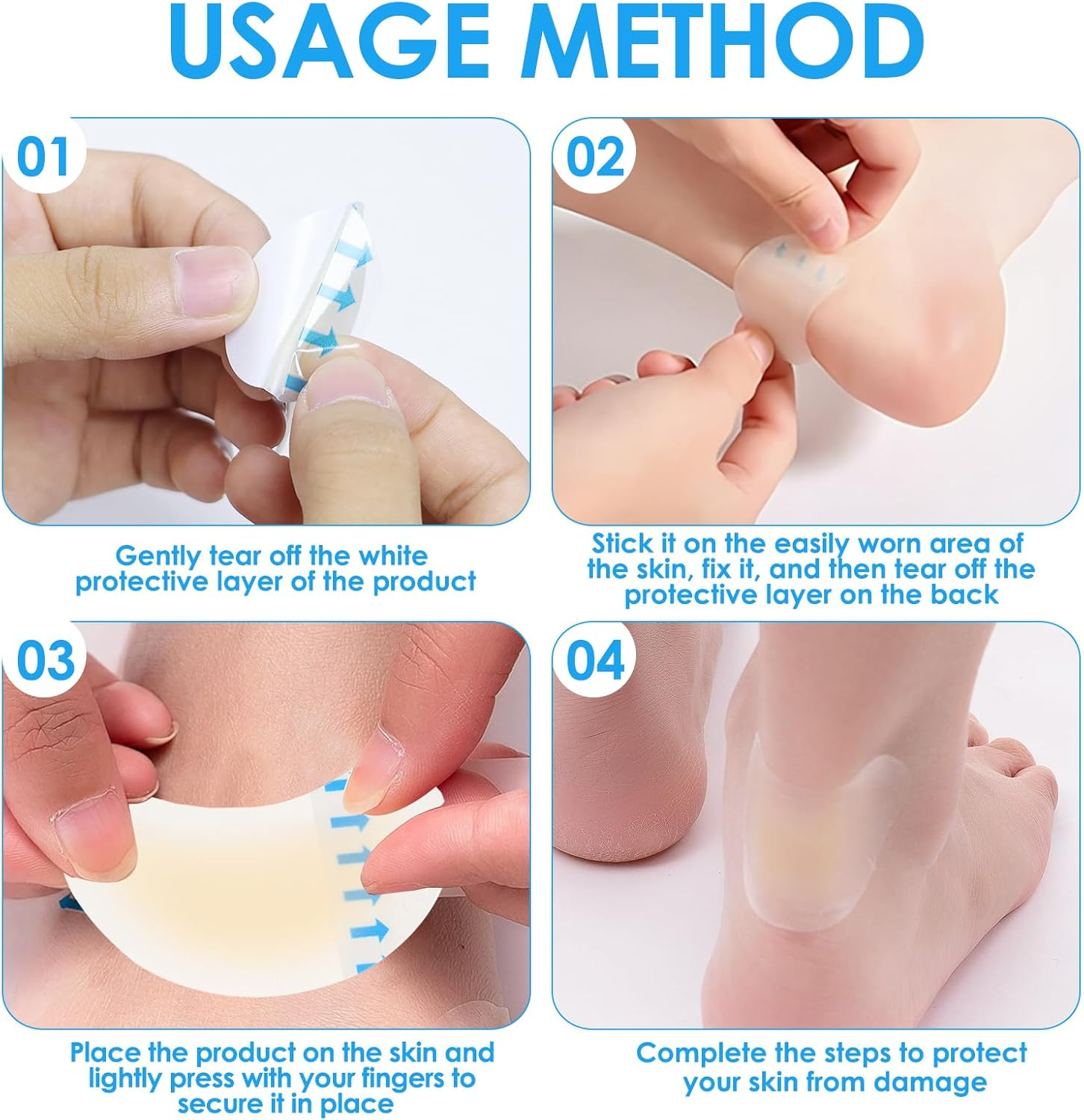 12 Pcs Feet Blister Plasters, Invisible Waterproof Blister Pads for Heel Toes Foot Protect, Hydrocolloid Blister Bandages for Active People Athletes Running Hiking Dancing Daily Wear (2 Styles) image number 6