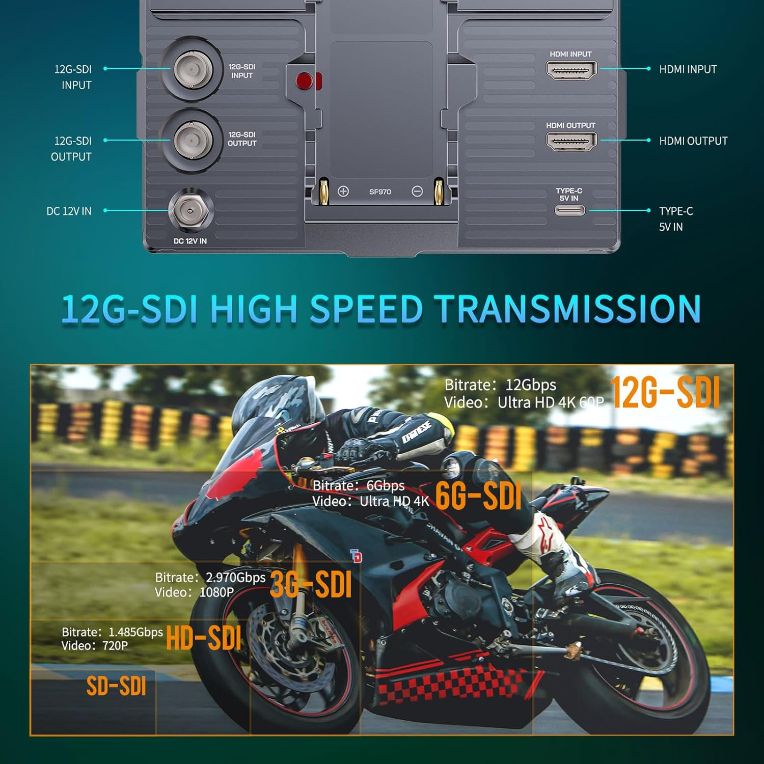 FEELWORLD H5 5.5 Inch 1200Nit 12G-SDI Touchscreen Camera Field DSLR Monitor 3D LUT Out Waveform HDR image number 2