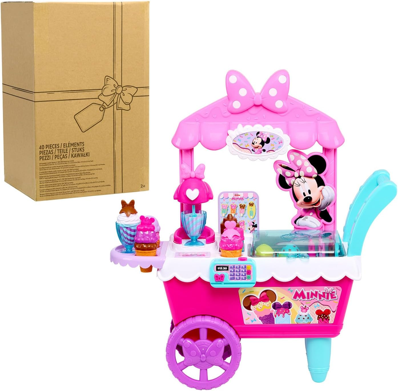 Disney Junior Minnie Mouse Sweets & Treats Ice Cream Cart with Sounds and Phrases, 40-Pieces, Pretend Play, Kids Toys for Ages 2 up by Just Play image number 2