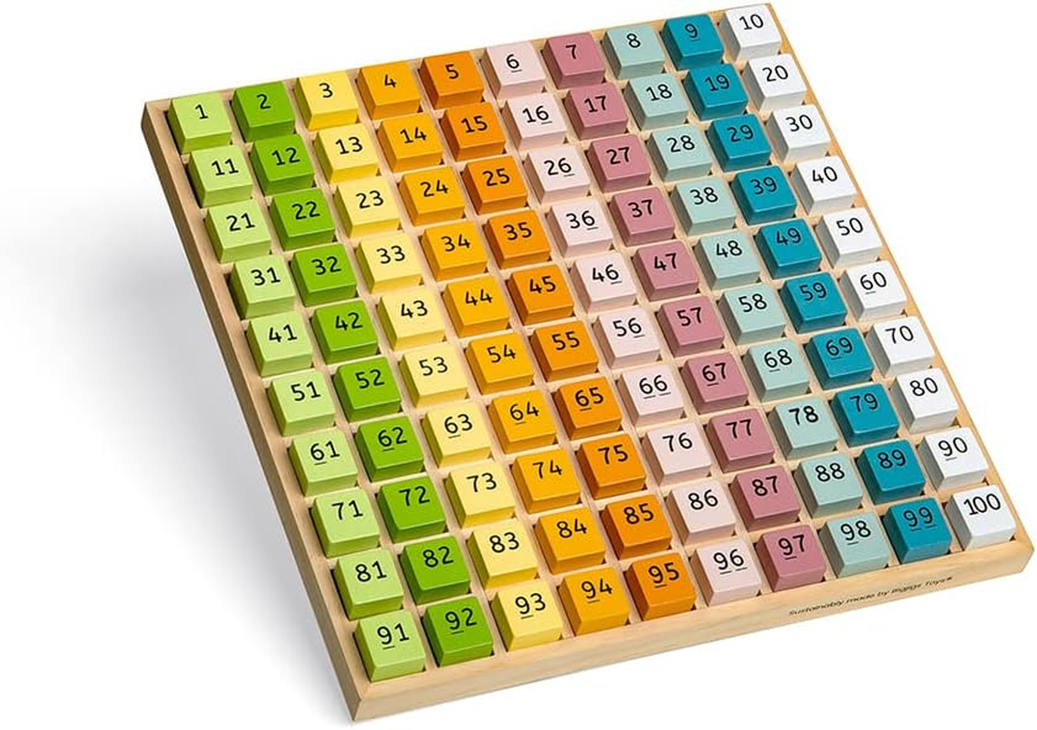 Bigjigs Toys FSC Certified Wooden Number Counting Tray - 100Pc Maths Game, Quality Eco-Friendly Educational Toys & Teacher Supplies, Montessori Toys image number 6