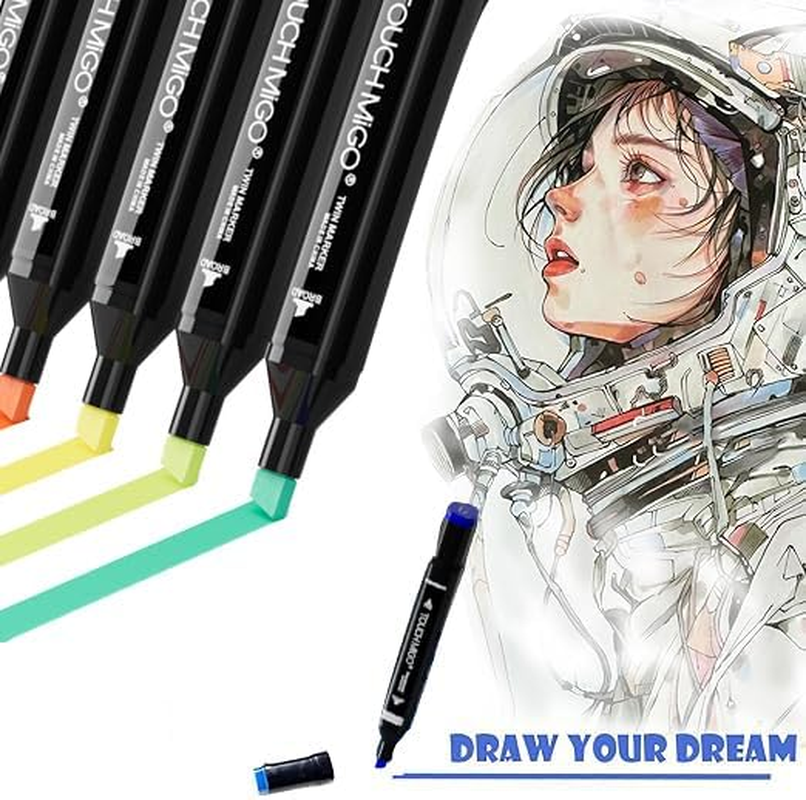 Jeyssui 80 Colors Alcohol Markers, Art Drawing Markers Set for Adults Dual Tip Permanent Sketch Markers,For Painting Sketching,Adult image number 6