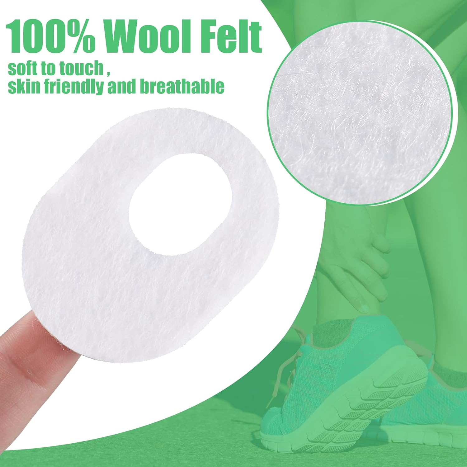 WILLBOND 60 Pcs Soft Felt Callus Oval Shape Corn Pads for Bottom of Foot Adhesive Foot Corn Pads for Men and Women Feet Toes Heel Pain Relief, White