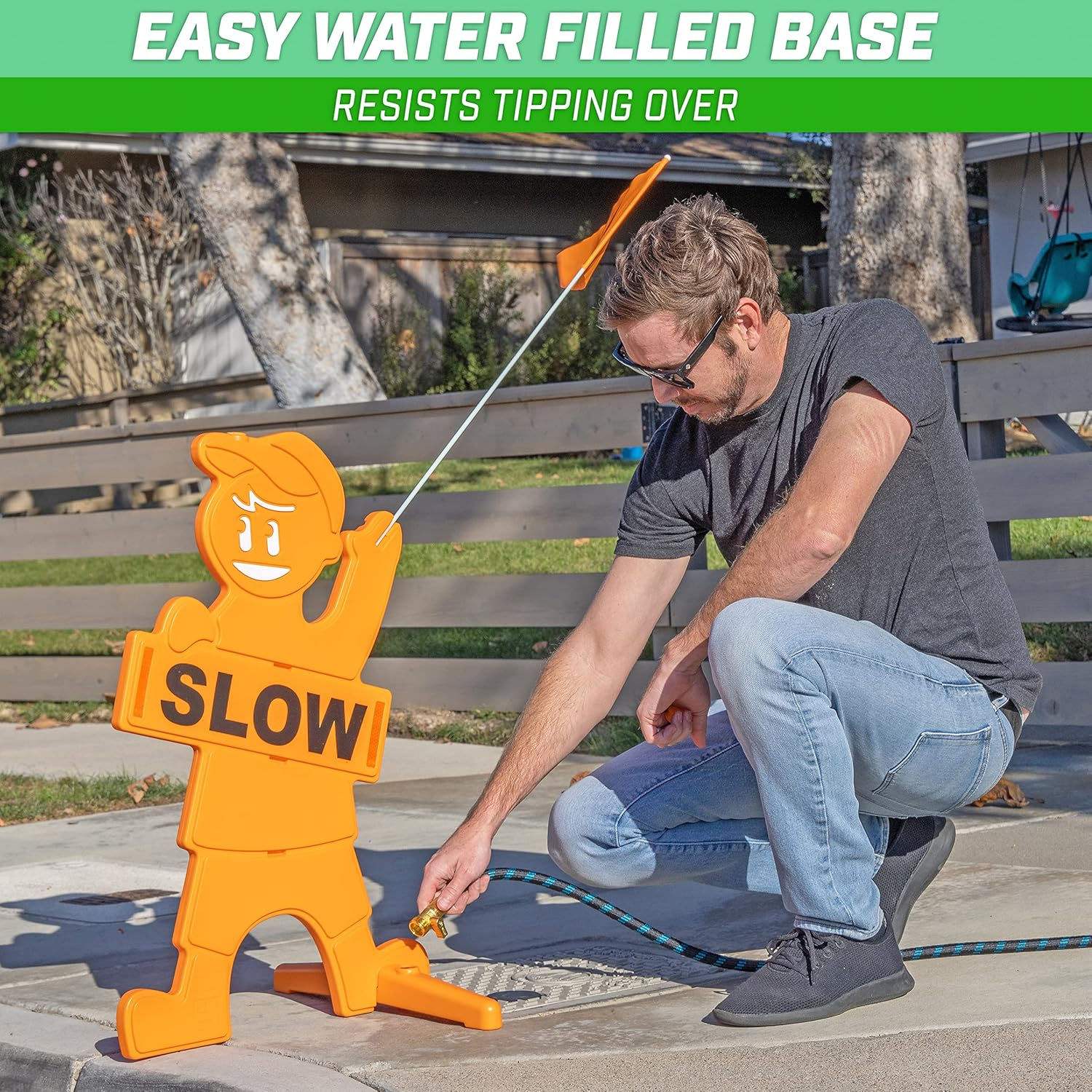 Gosports SLOWDOWNMAN-02 Slowdownman Street Safety Sign, Orange image number 3