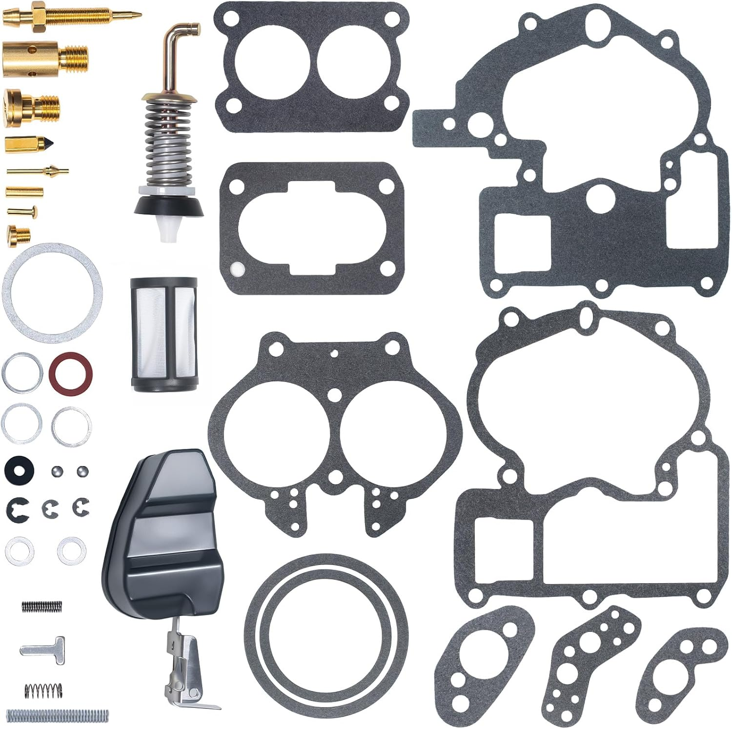 Carburetor Repair Rebuild Kit for Mercruiser Mercury Marine 3.0L 4.3L 5.0L 5.7L Mercarb 2 Barrel Rochester Replace 1389-9670A2 1389-9563A1 1389-9564A1 3302-804844002 1389-806077A2(With Float) image number 2