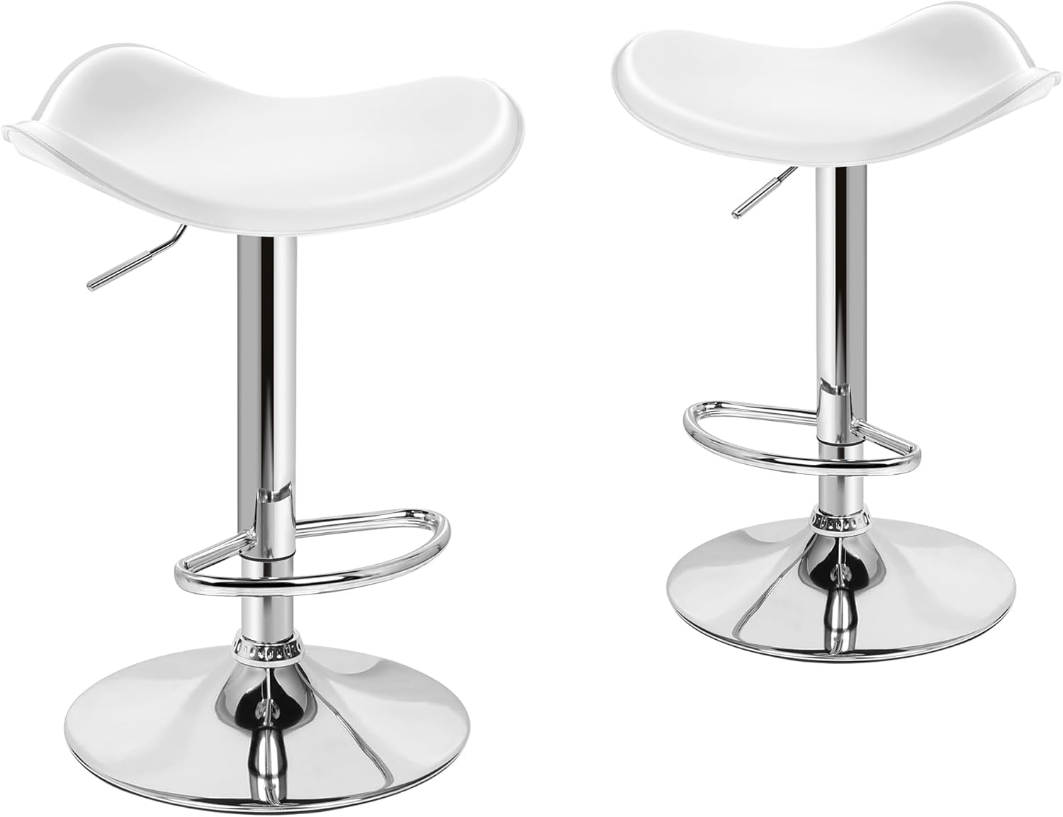 ALFORDSON 2Pcs Bar Stool PU Leather Kitchen Barstools with Swivel Backless Seat in 54-74.5Cm Adjustable Height Counter Dining Chairs with Footrest & Floor Protector (Portia Black)