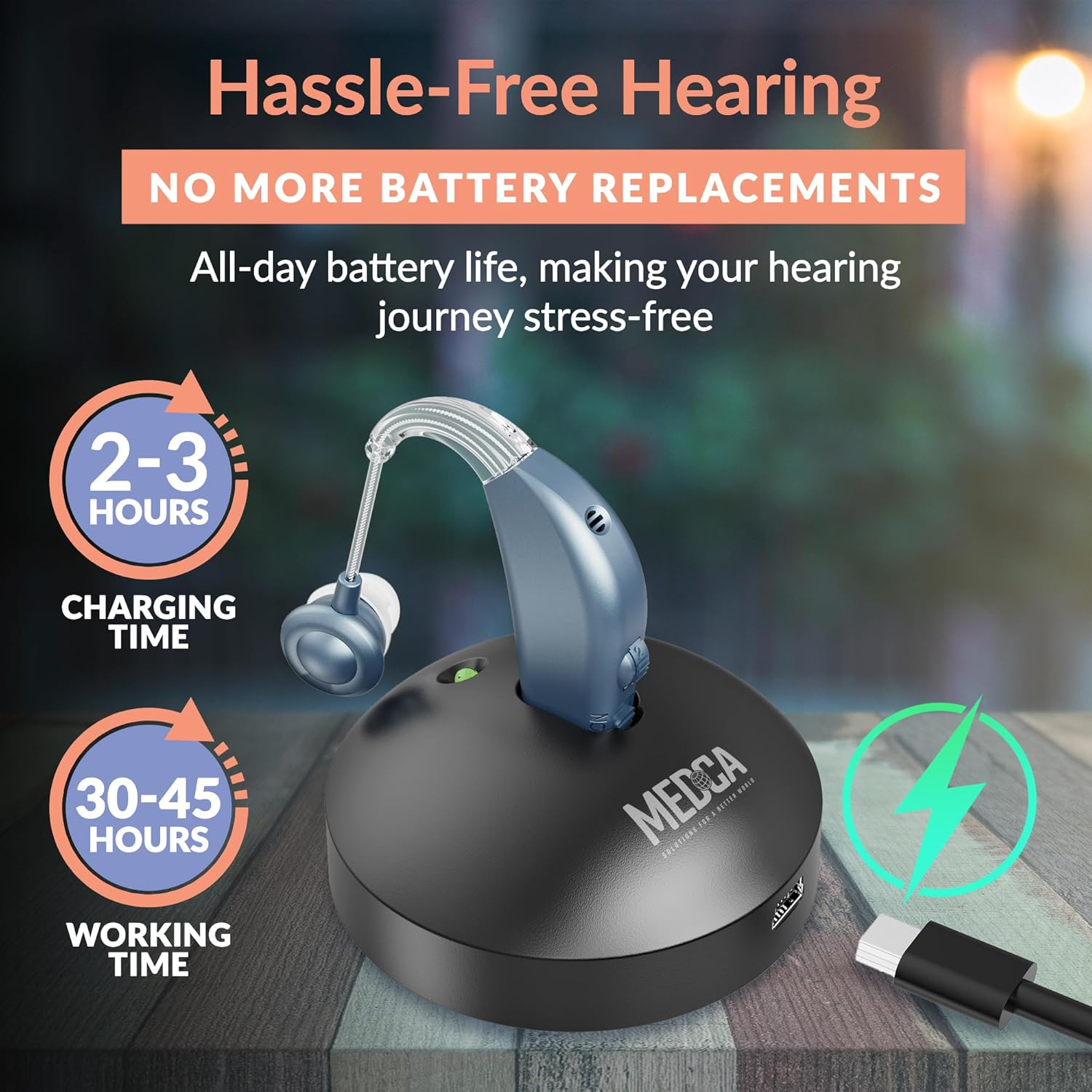 Medca Digital Hearing - Personal Hearing Enhancement Sound with Extended over 500Hr Battery Life, Modern Blue image number 5