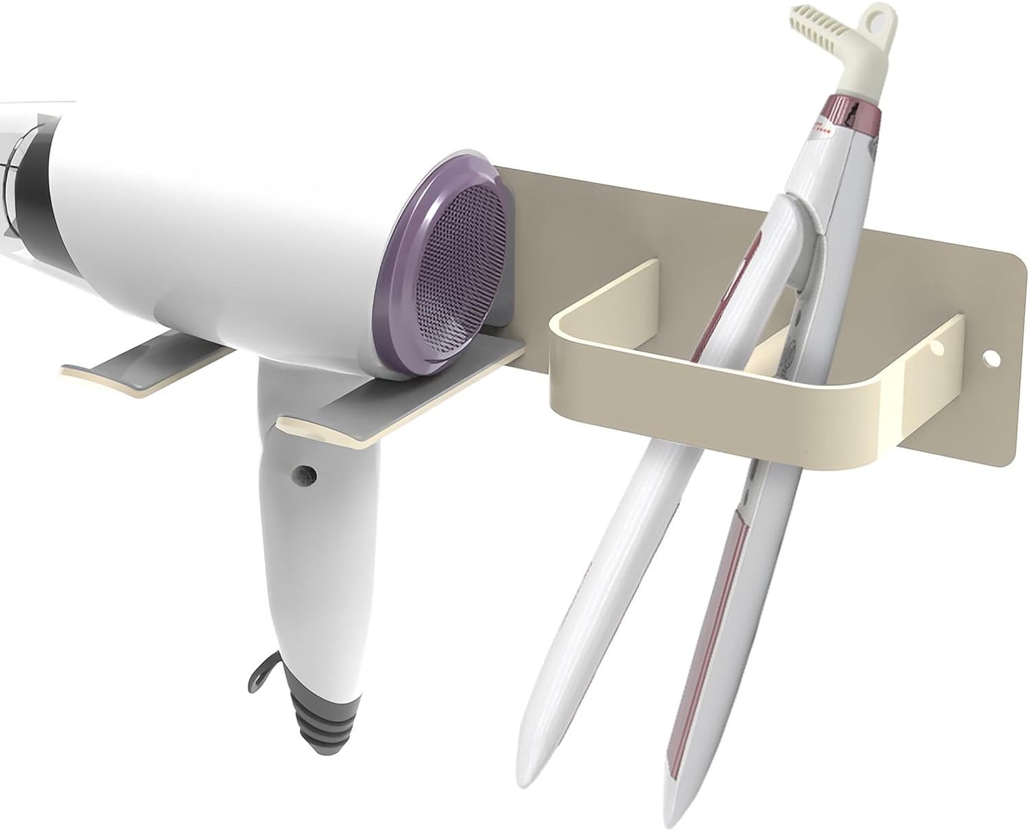 Hair Dryer Holder Wall Mounted, Self Adhesive Blow Dryer Holder, Hair Tool Organizer for Hair Dryer, Curling Wands (Black)