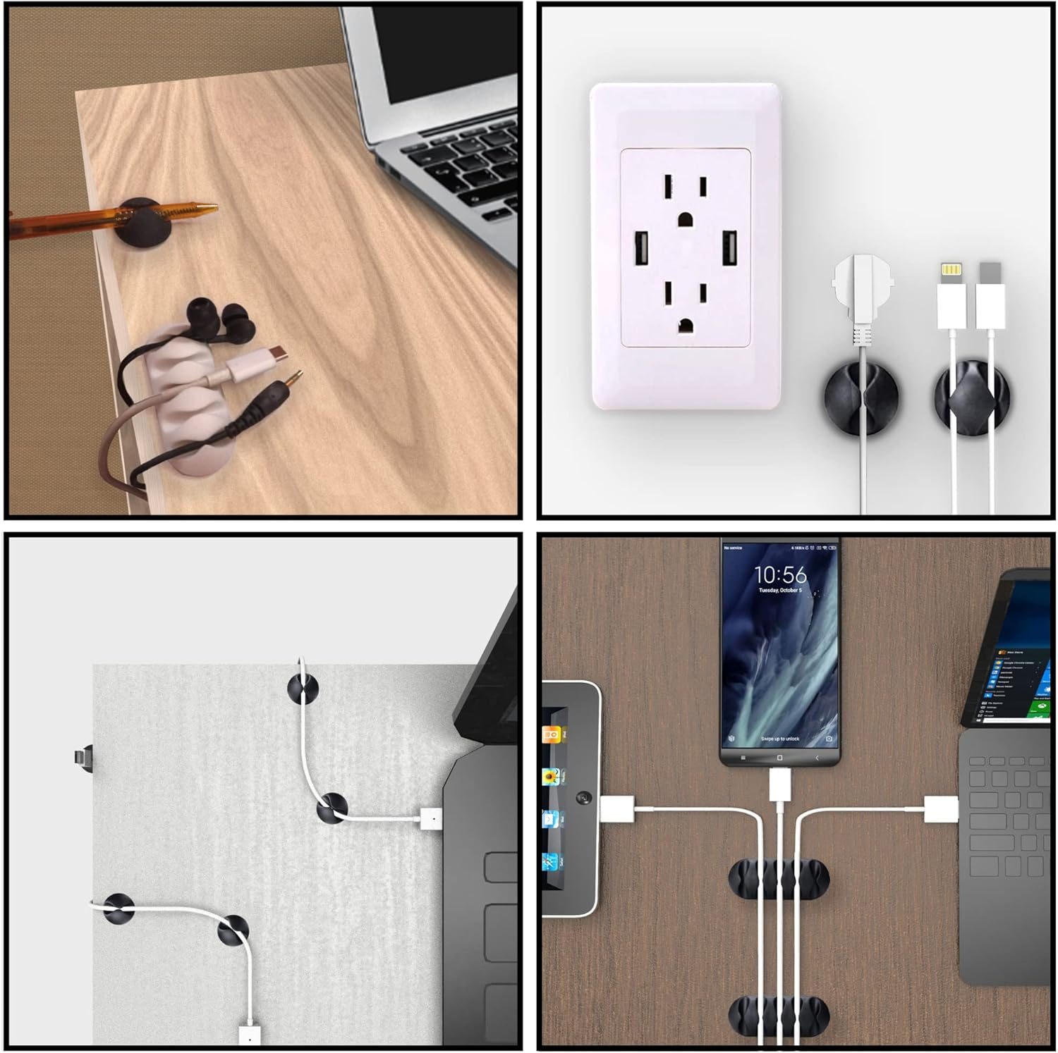 Nexttrenddot Cable Management 24 Pack Clips Cord Organizer Adhesive Hooks for Office Home Desks Multipurpose Pen Brush Holder image number 5