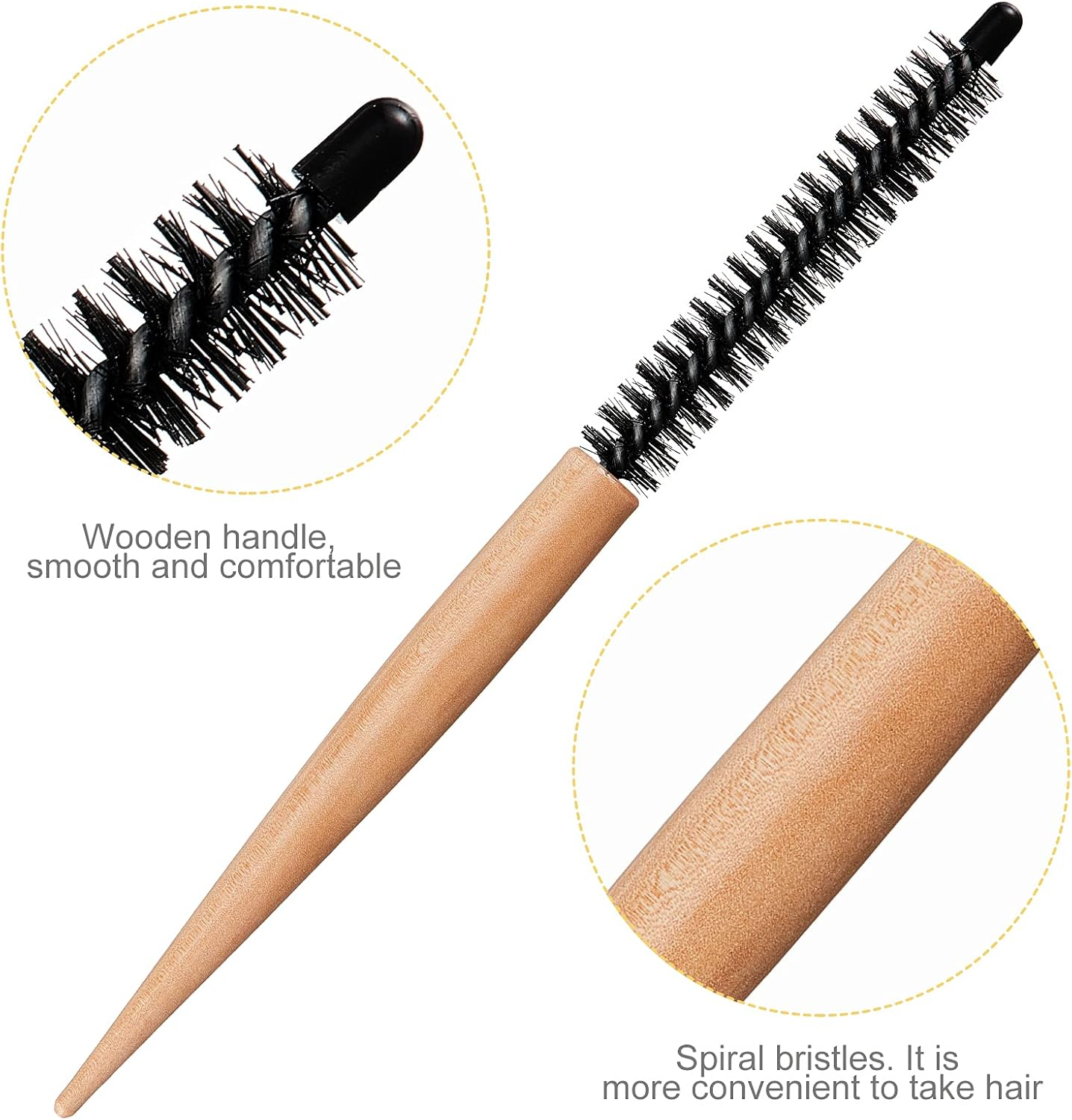 Mini Roller Quiff Brush for Hair Styling - round Comb for Thin Short Hair, Bangs, Beard Lifting and Curling(10 Inch)