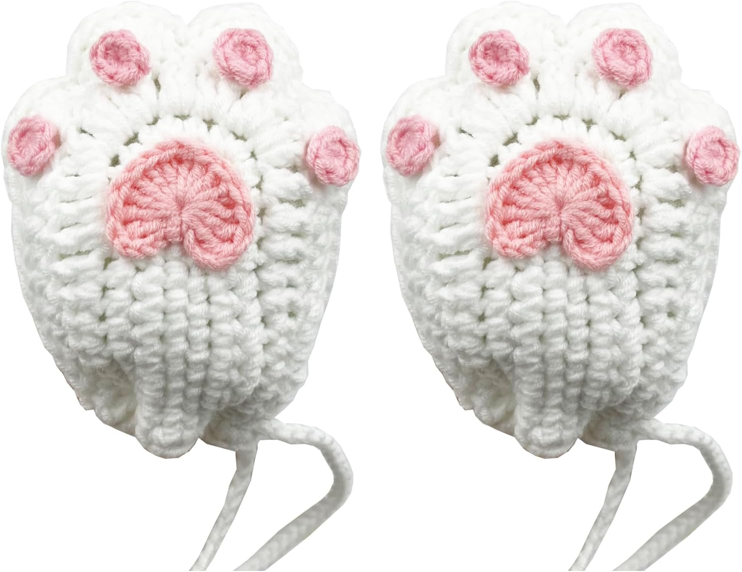 Handmade Crocheted Cat Claw Paw Soap Bags, Natural Cotton Soap Savers for Bar Soap, Foaming and Drying the Soap (Brown) (White and Pink Paw) image number 1