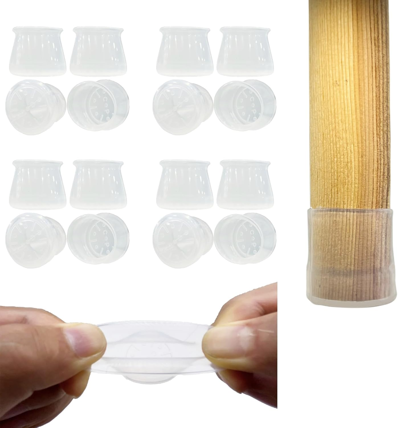 Silicone Chair Leg Floor Protectors Small Fit 15/16"~1-7/32" Furniture Table Feet Cover Anti-Slip Bottom Chair Leg Caps for Hardwood Floors Prevent Scratches No Noise,8Pack